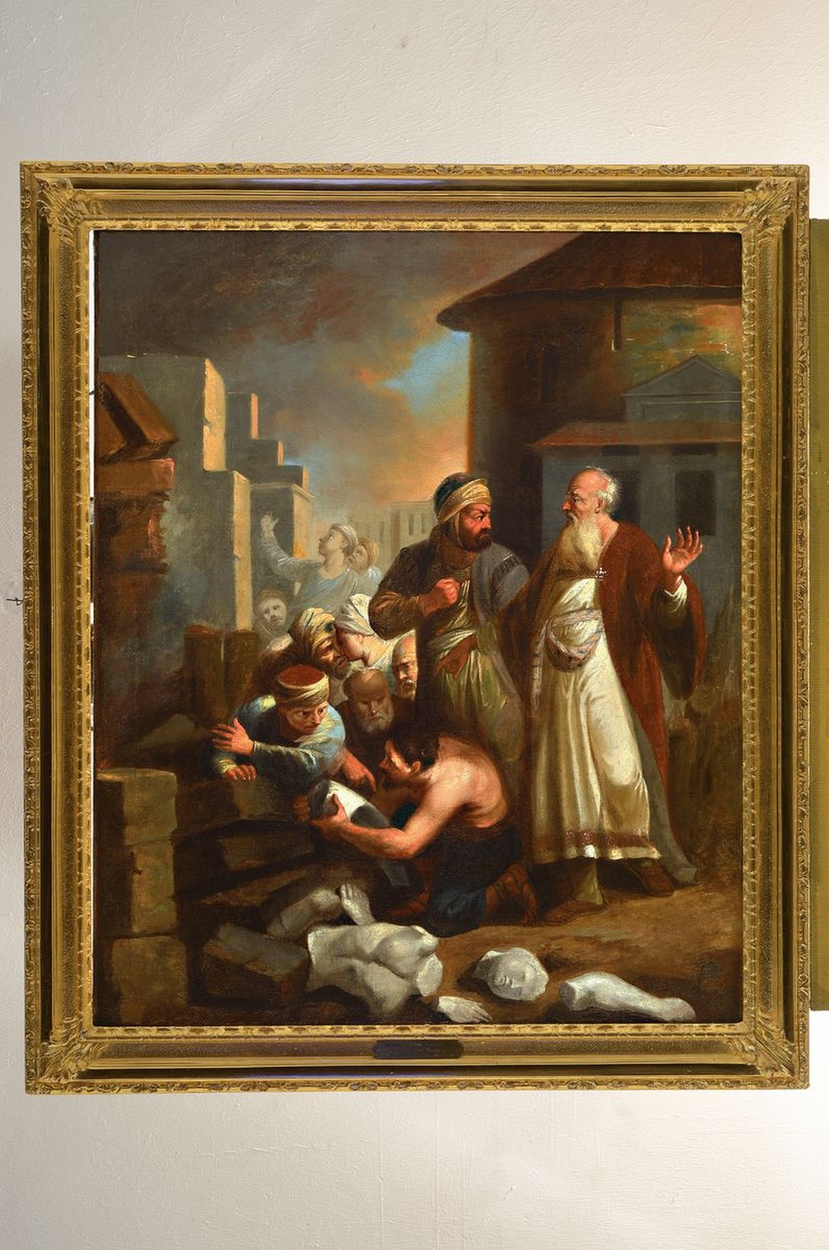 Detail k: Anton (Johann Anton) Tischbein, 1720 Haina-1784 Hamburg, Der Hl. Kassian stürzt das Standbild des Pluto, Öl/Lwd, rest., links unten signiert Anton ...