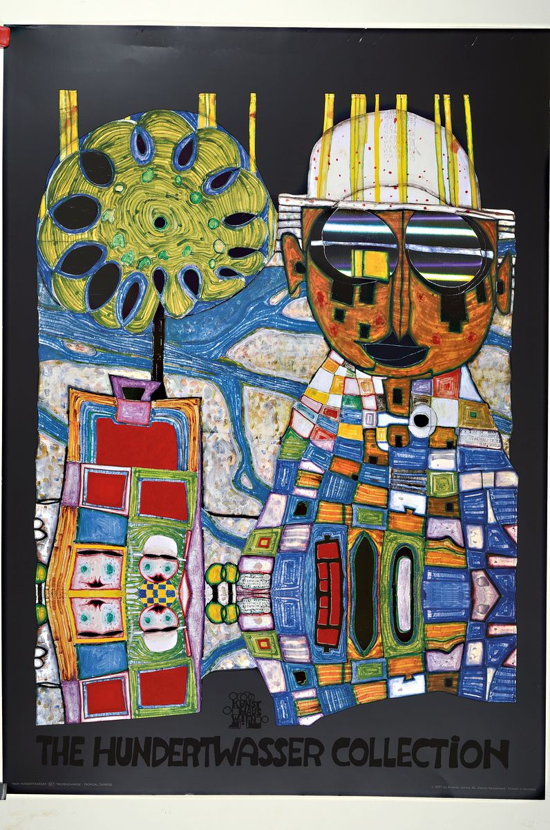 Detail k: Friedensreich Hundertwasser, 1929-2000, Drucker Verlag: Namida Glarus, ca. 84x60 cm, griffknicke zusehen