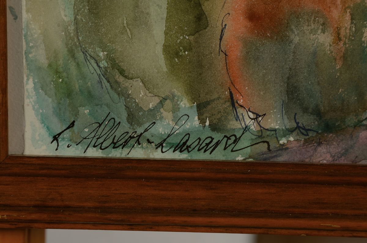 Detail a: Albert Lasard, 1885 Metz - 1965 Paris, ausdrucksstarkes Aquarell, verso auf Zettel bez. "Vue de ma Terrasse 1944, signiertnum. 228, ca. 35 x 41 ...