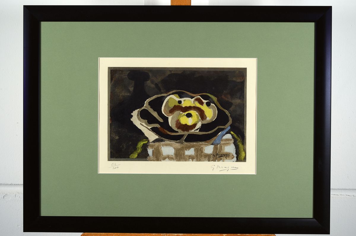 Detail k: Georges Braques, 1882 - 1963, Farb Collotypie auf Arches, mit Trockenstempel des Herausgebers, num. 136/300,handsigniert, 49 x 64 cm, unter Glas, ...