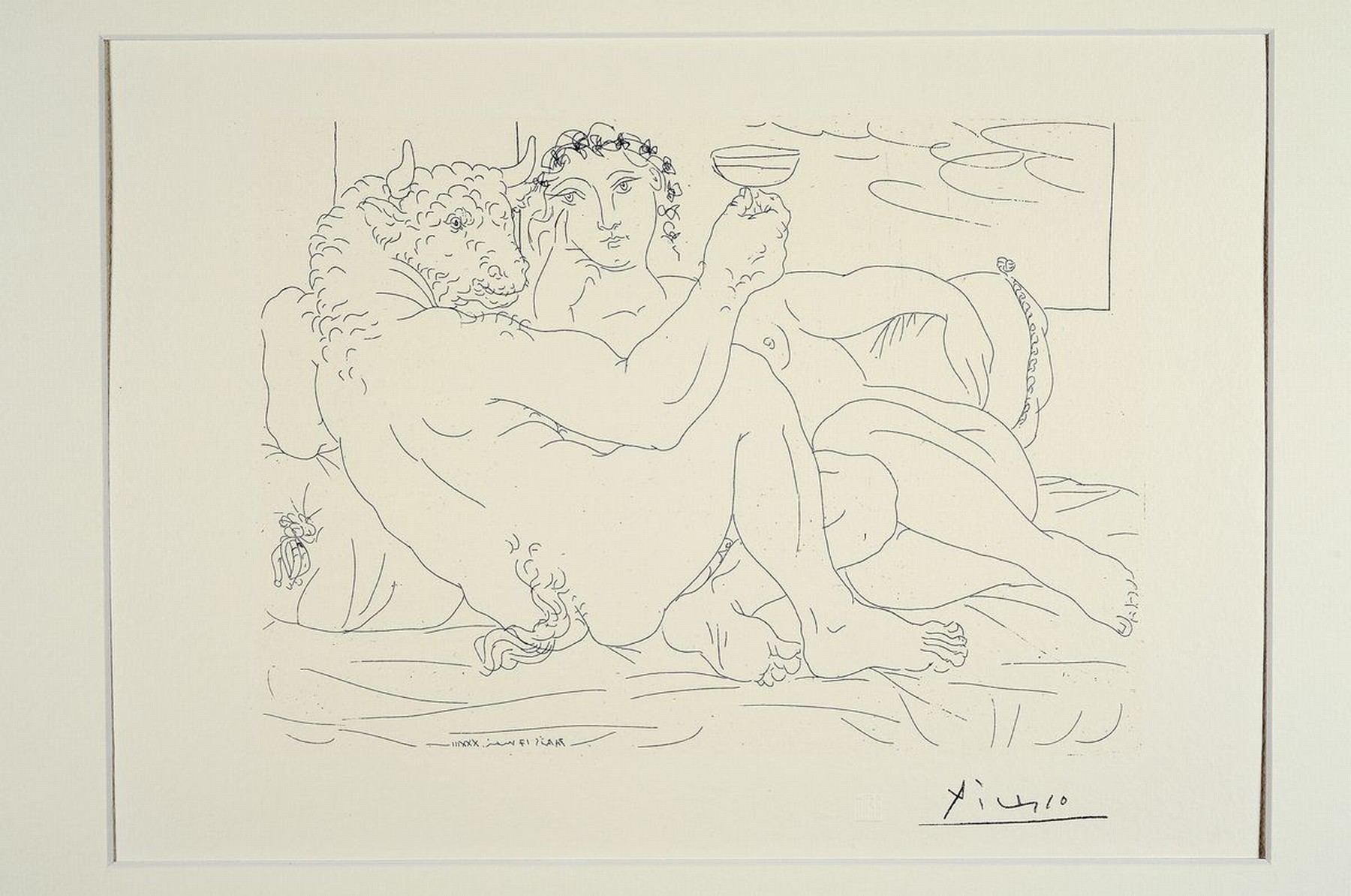 Detail k: Pablo Picasso, 1881-1973, Titel: Minotaurus mit...., Lithografie, Drucker Verlag: St. Museum Müllheim 1992 vergl. Block WZ 190, PP, Motiv ca. 35x45 ...