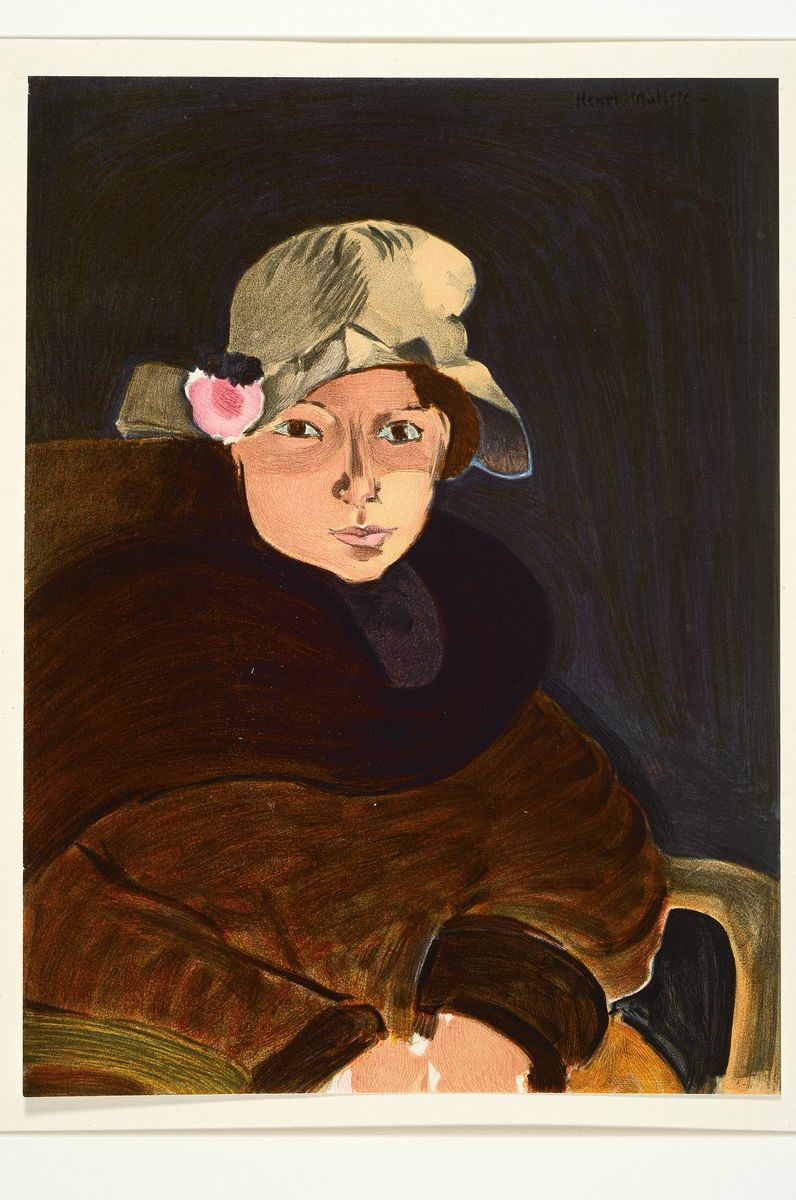 Detail k: Henri Matisse, 1869-1954, Konvolut aus 2 Portraits, Farblitho, Drucker Verlag; Mourlot, Paris 1954, PP, Motiv ca. 32x25 cm gesamt je ca. 40x50 cm