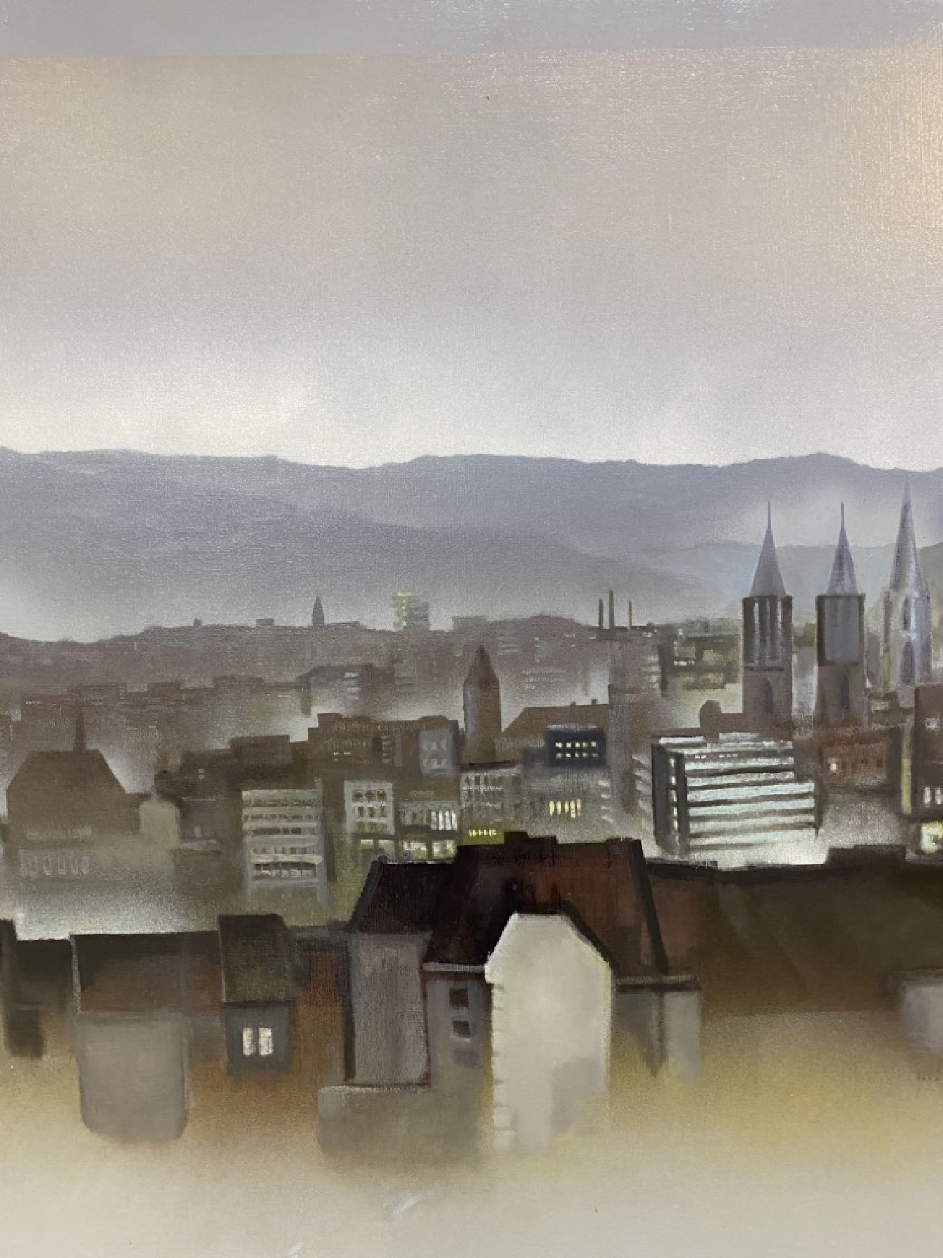 Detail e: Werner Kausch, 1924 Oberhausen-1993 Kassel, Studium in Hannover und Paris, ab 1973 Prof. an der GHS Kassel, Fachbereich Kunst, hier: Blick auf Kassel ...