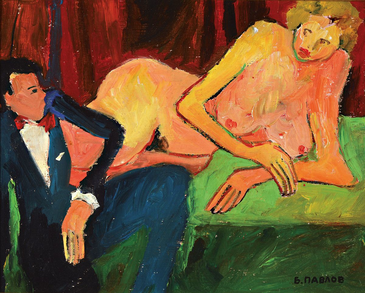 Boris Pavlov, 1928 - 2005, "Pariser Nachtleben 1972", Öl/Karton, rückseitig bezeichnet, mit Nachlaßnummer und Echtheitszertifikat 36- ...