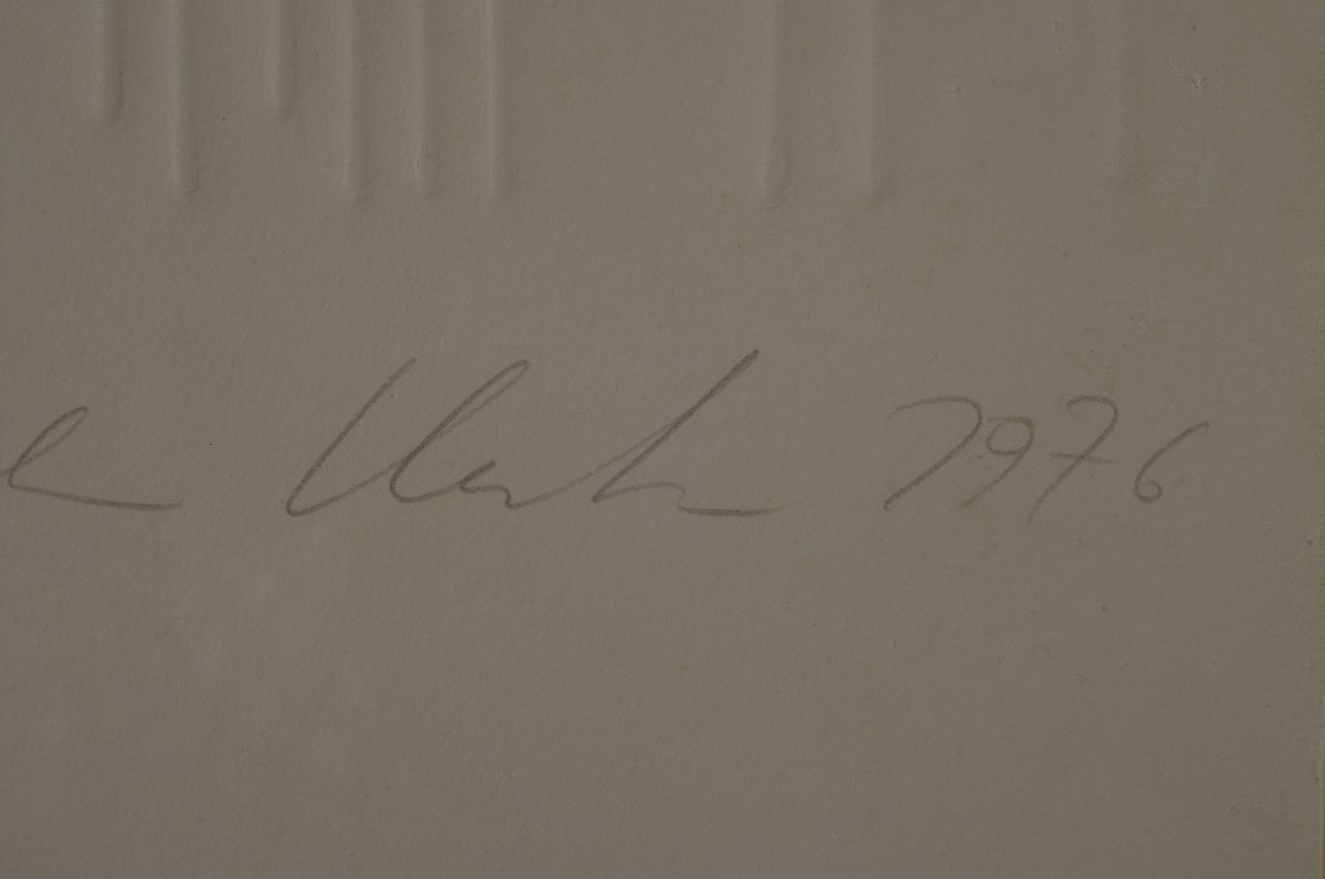 Detail a: Günther Uecker, geb. 1930, Prägedruck, handsigniert, datiert 1976, Auflage 100, Unikatcharakter, da mit Widmung, Blattgröße 64.5 x 49.5 cm, ...