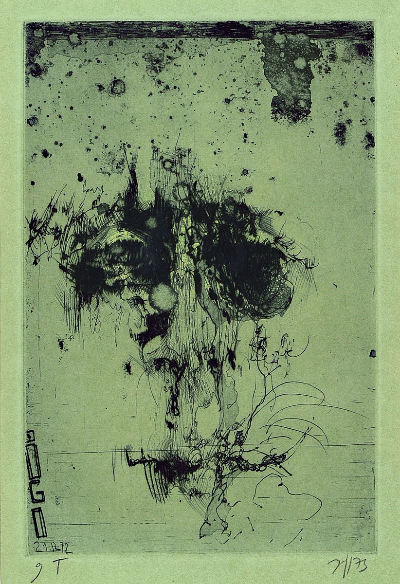 Horst Janssen, 1929 - 1995, Radierung auf Velin, handsigniert, Auflage 50, Selbstporträt aus de Folge "Hanno's Tod", hier: ...