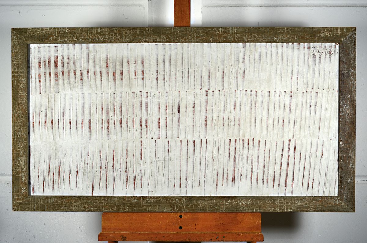 Detail k: Herbert Zangs, 1924 - 2003, "Weißen Reihung", Acryl/Sperrholzplatte, dieses hervorragende, riesige Unikat von Herbert Zangs stammt wohl ...