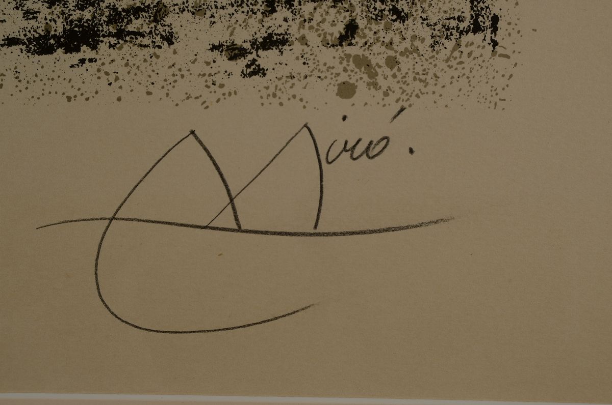 Detail a: Joan Miro, 1893 - 1983, Farblitho auf Arches-Velin ( mit Wasserzeichen) "Hommage a Miro, handsigniert und num. 9/75, es stammt aus dem Jahre ...