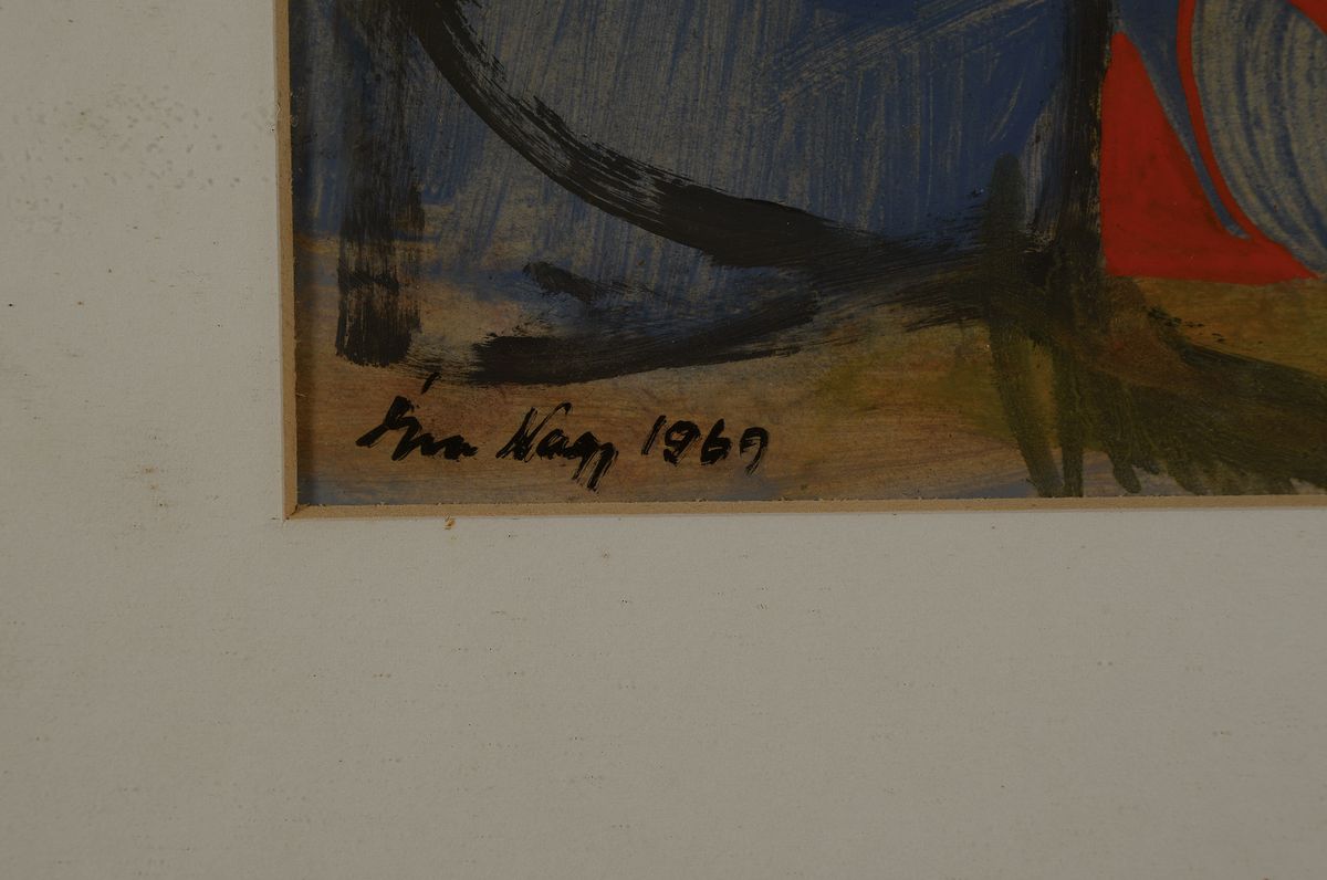 Detail a: Eva Nagy, 1921 - 2003, Mischtechnik auf Papier, figürliche Darstellungen, signiert und dat. 1969, PP. 20 x 14 cm, unter Glas Rahmen: 33 x 26 cm, PP ...
