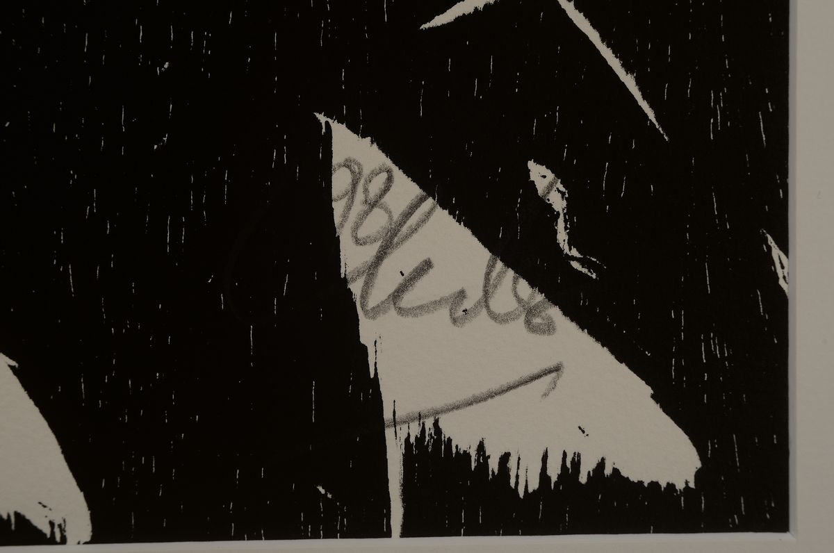 Detail a: Günther Uecker, geb. 1930, Holzschnitte auf dickem Arches Büttenpapier, handsigniert und num. 8/100 aus 1998, Hrsg. Erker Presse St. Gallen (mit ...