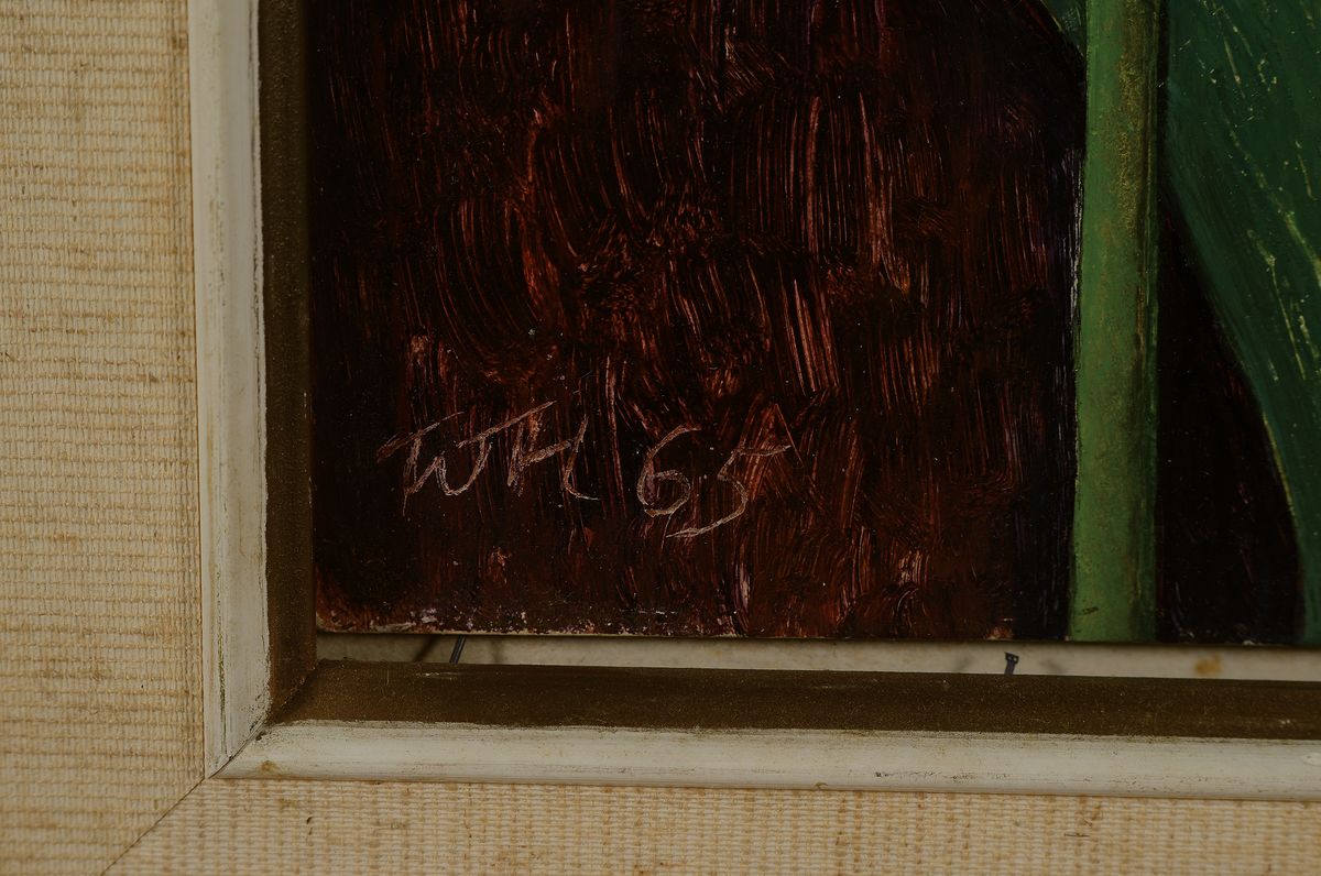 Detail a: Willi Hertlein, 1908 - 1968, Stillleben mit Tulpen, Öl/Platte, signiert, direkt aus dem Künstler-Nachlass, ca. 55 x 26cm, unter Glas, Rahmen: 62 x ...