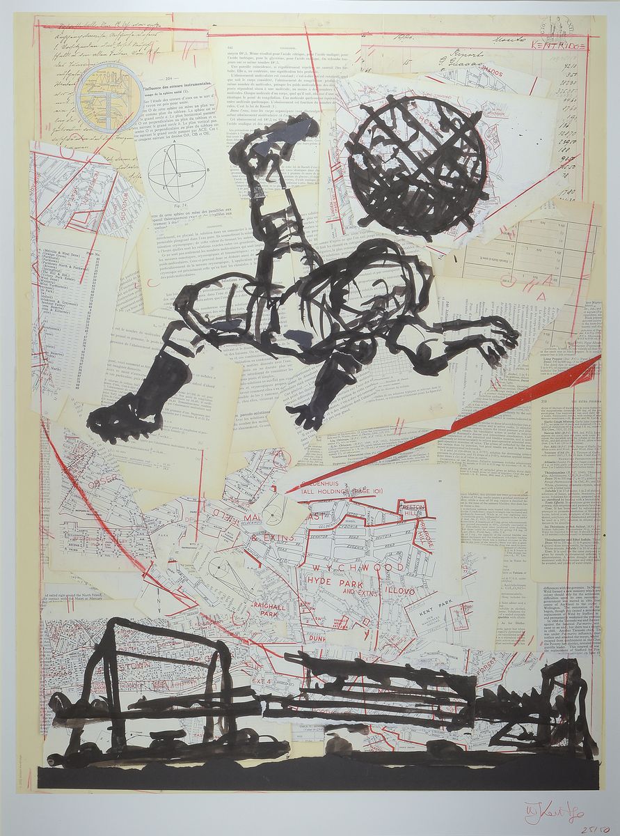 William Kentridge, geb. 1955, farbiger Pigmentdruck auf Velin, handsigniert und num.25/50, aus dem Jahre 2010/2012, mit Zertifikat des herausgebers, ...