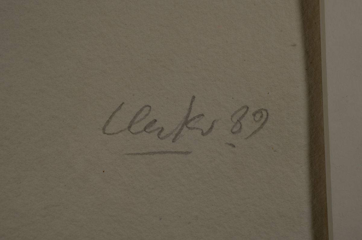 Detail a: Günther Uecker, geb. 1930, Prägedruck von 1989, num. 128/150, 70 x 50 cm, unter Glas, Rahmen ca. 104 x 83 cm