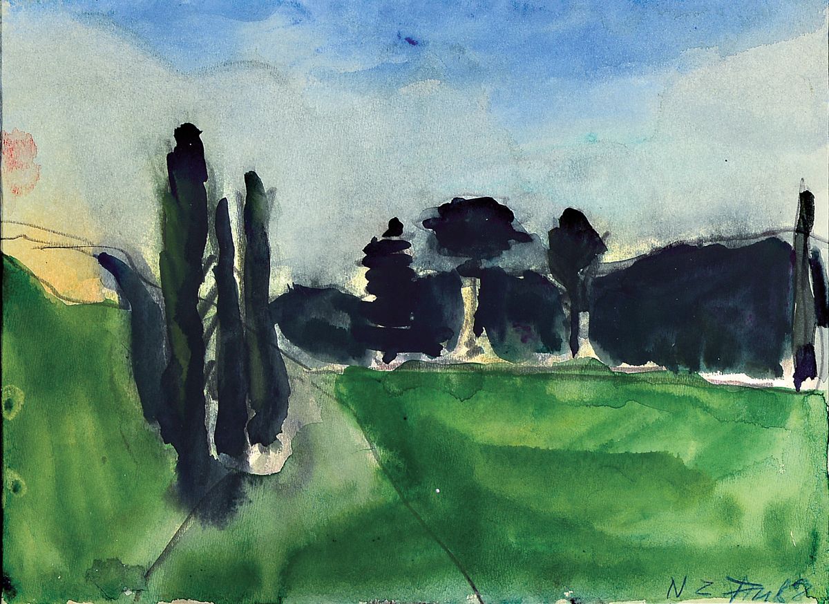 Klaus Fußmann, geb. 1938, "New Zealand", Aquarell auf Aquarellbütten, handsigniert, dat. (19)88, ca. 24 x 31.8 cm, unter Glas, Rahmen: ...