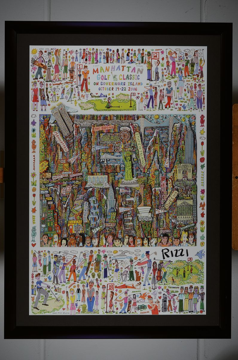 Detail k: James Rizzi, 1950 - 2011, "Manhattan Golf classic", Offset auf Hochglanzpapier, handsigniert, zum ersten jährlich stattfindenden Golf ...