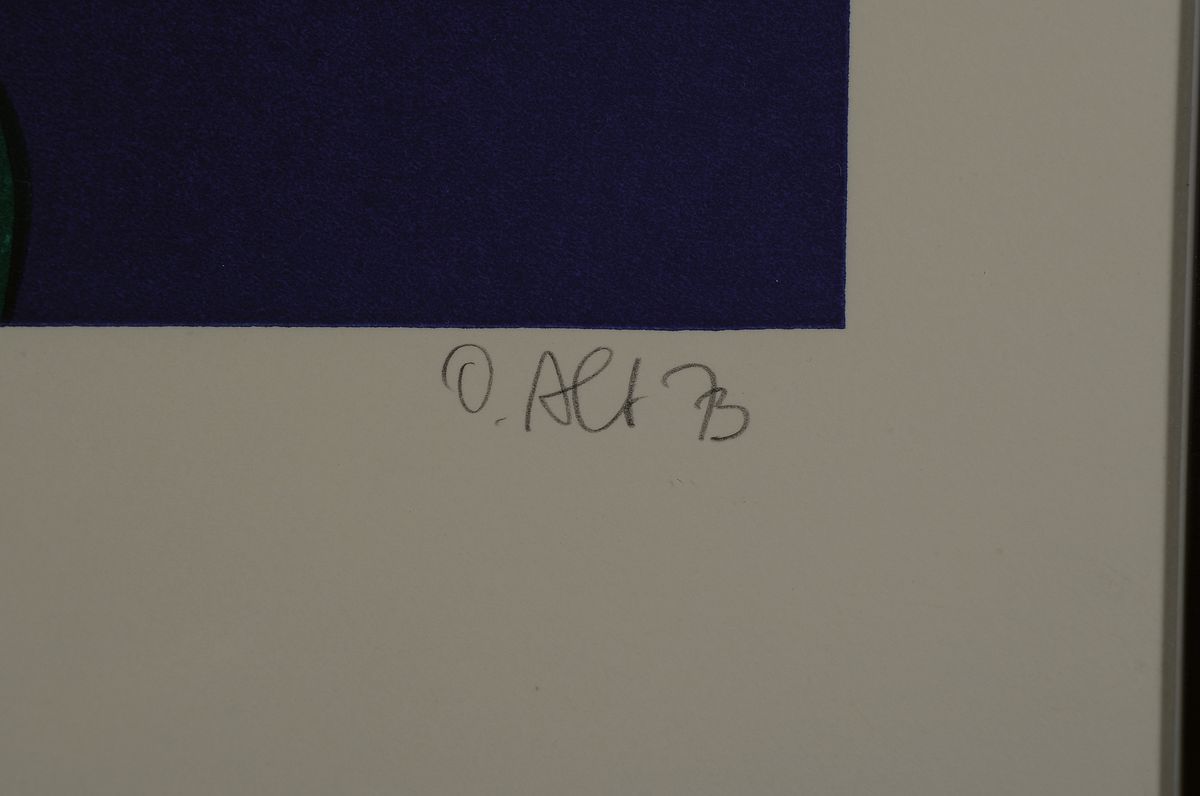 Detail b: Otmar Alt, geb. 1940, zwei Farbsiebdrucke, handsigniert, num. 105/120, dat. 73, ca. Prägestempel der Galerie Schmücking, gesamt 39 x 33.5 cm, in ...