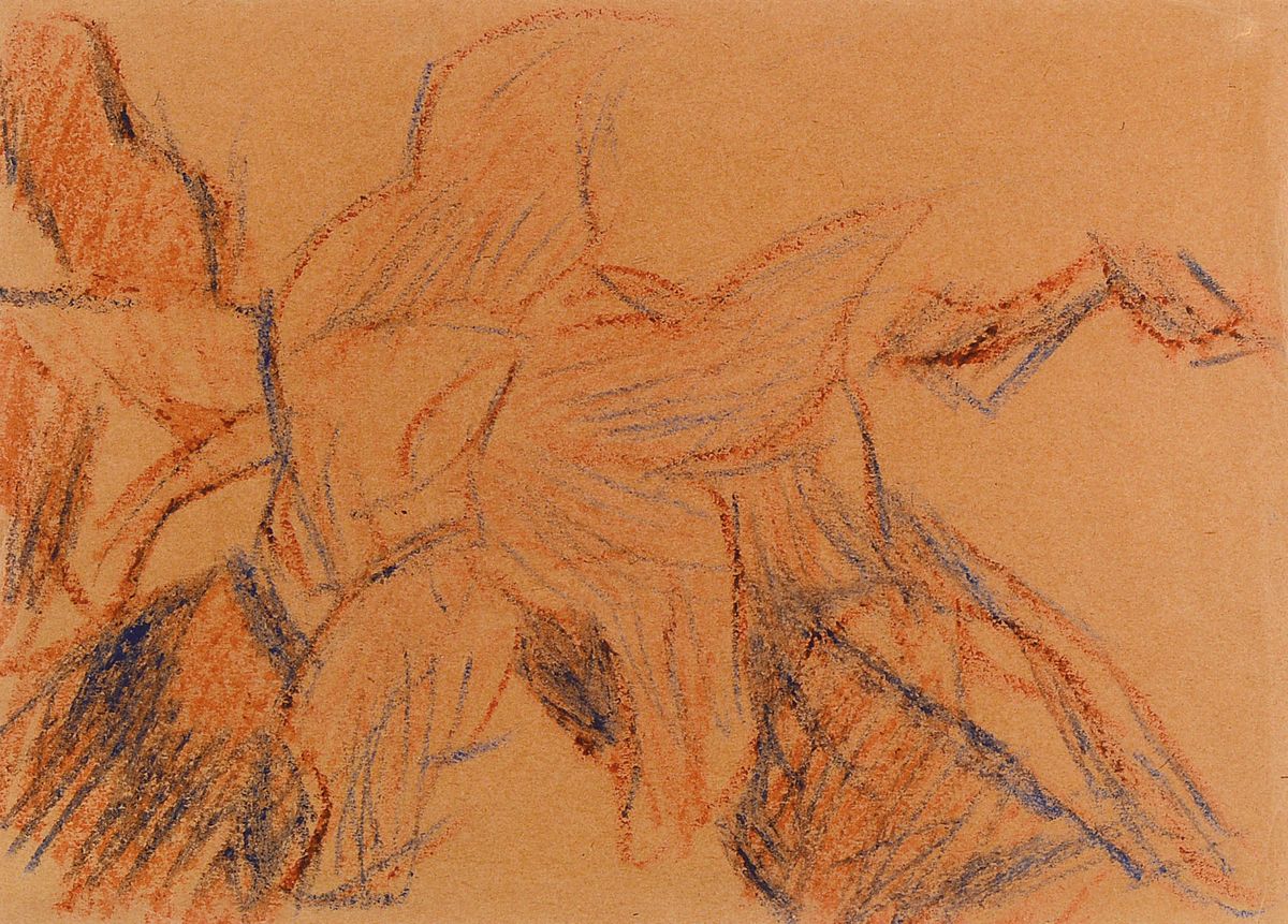 Christian Rohlfs, 1849 - 1938, Farbkreide auf bräunlichen Papier, Blattgr. 25 x 35 cm, verso unten re. Nachlassstempel, sowie darunter Bestätigung ...