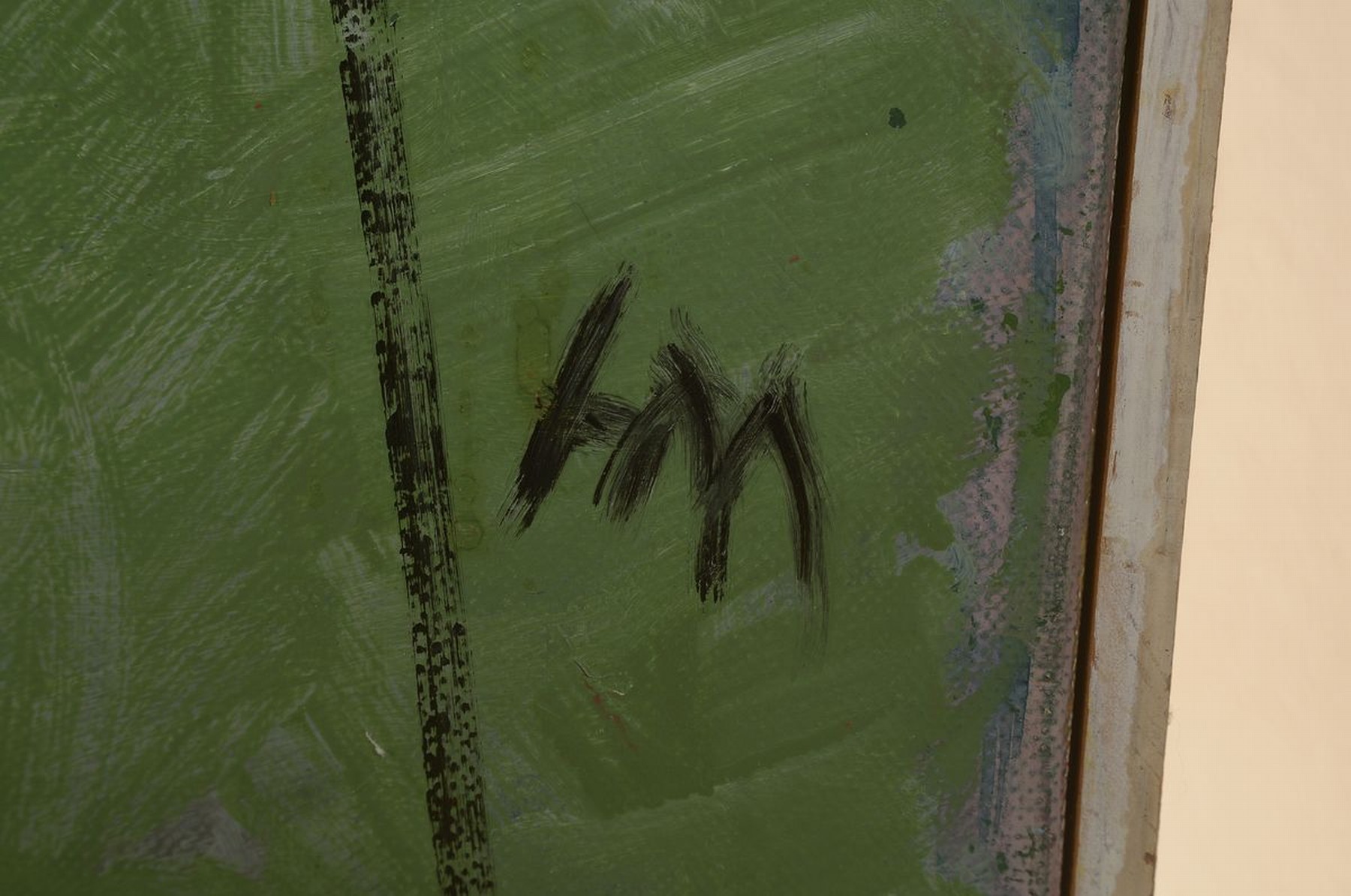 Detail a: Hans Meyer, Künstler aus Frankfurt, war ansässig in Eberstadt, Harlekin mit Dame nach Picasso, Öl/Lwd, monogrammiert HM, 130 x 100 cm