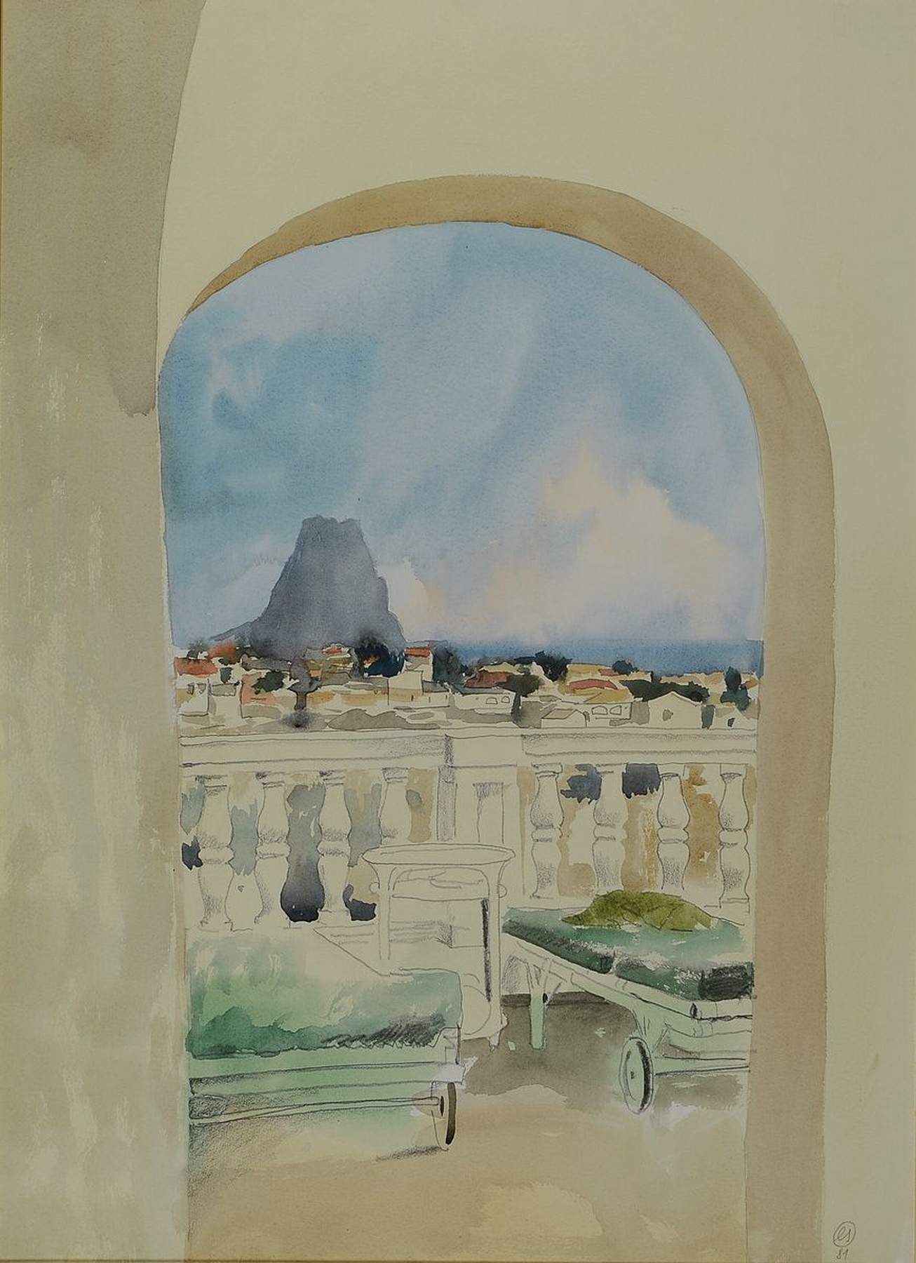 Eberhard Schlotter, geb. 1921, Hildesheim, Aquarell, Landschaft in Südamerika, re. unten monogrammiert, ca. 74 x 52 cm, Rahmen l. best.