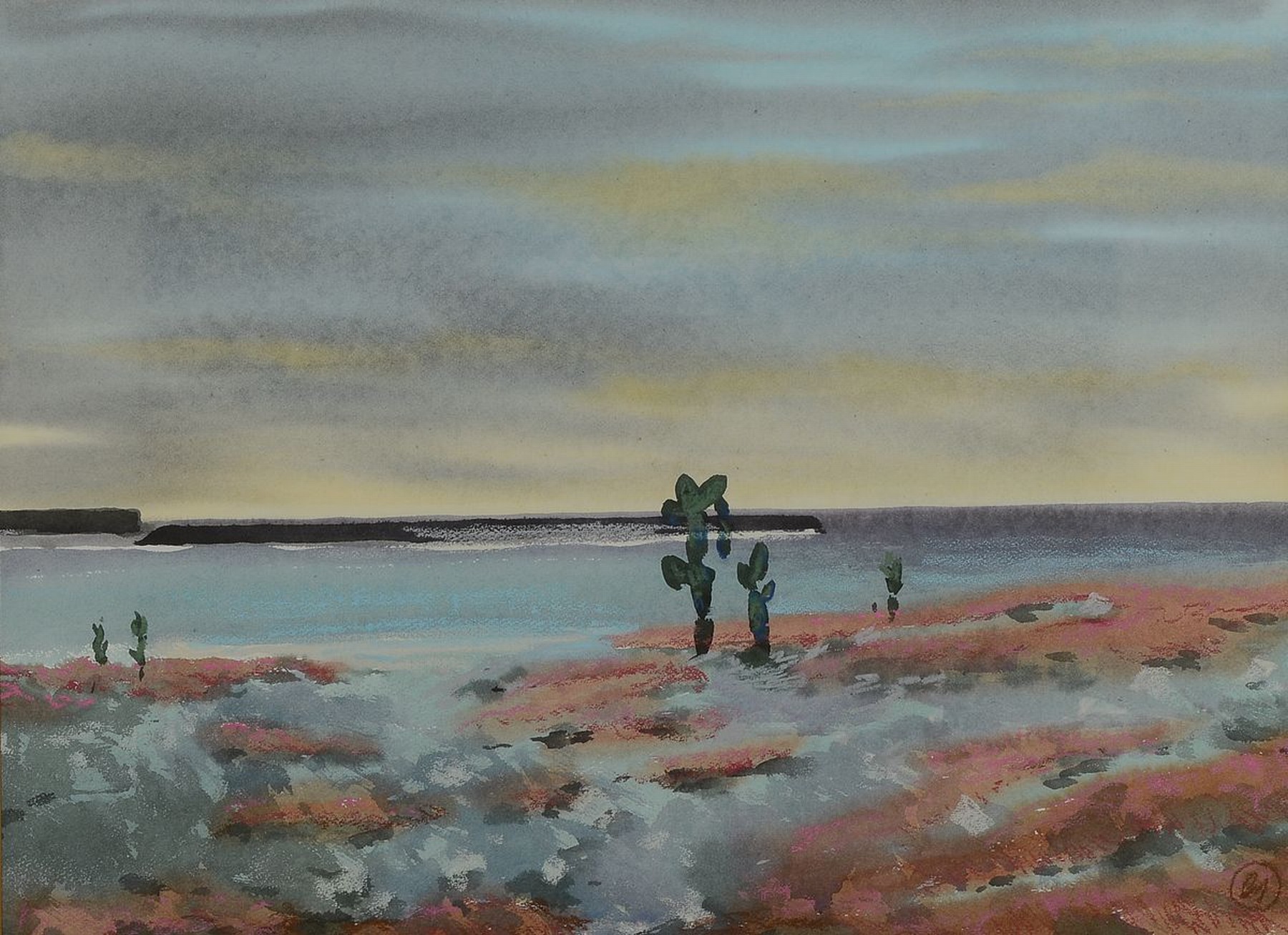 Eberhard Schlotter, geb. 1921, Hildesheim, Aquarell, Küste in Südamerika, re. unten monogrammiert, ca. 74 x 52 cm, Rahmen l. best.