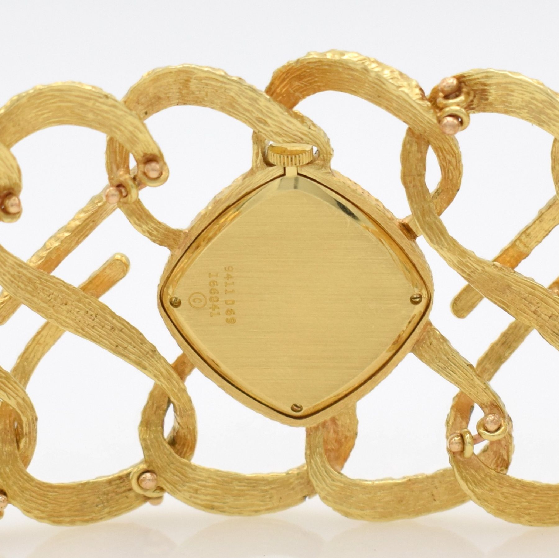 Detail e: PIAGET feine, seltene & extrem ausgefallene Armbanduhr in GG 750/000 mit Heliotrop- Zifferblatt Ref. 9411 D 69,Schweiz um 1970, Handaufzug, ...