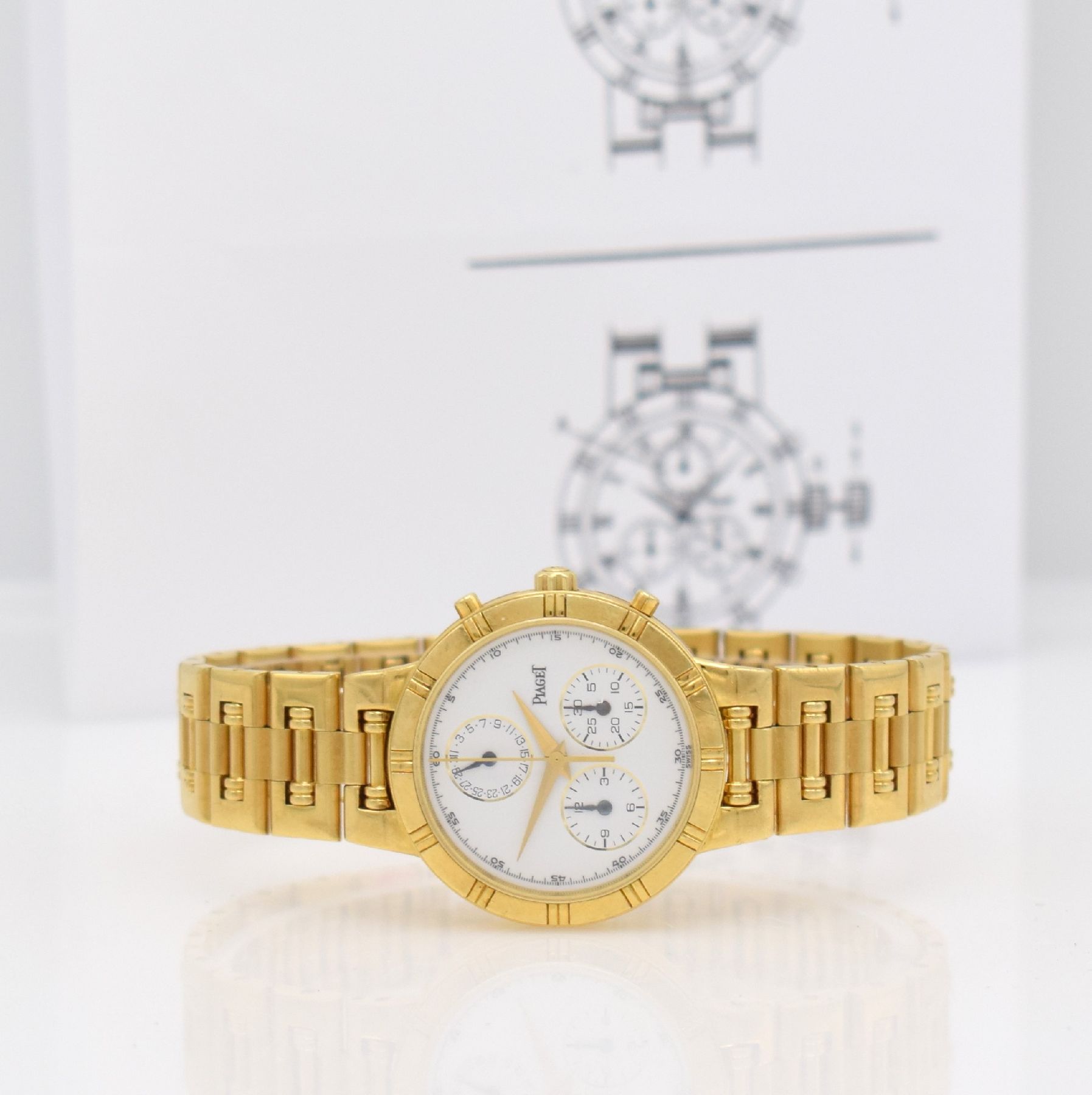 PIAGET Dancer Complication Chronographe in GG 750/000, Schweiz um 2000, quarz, Ref. 14013 K 89, massives Goldgehäuse inkl. orig. Goldband, Boden ...