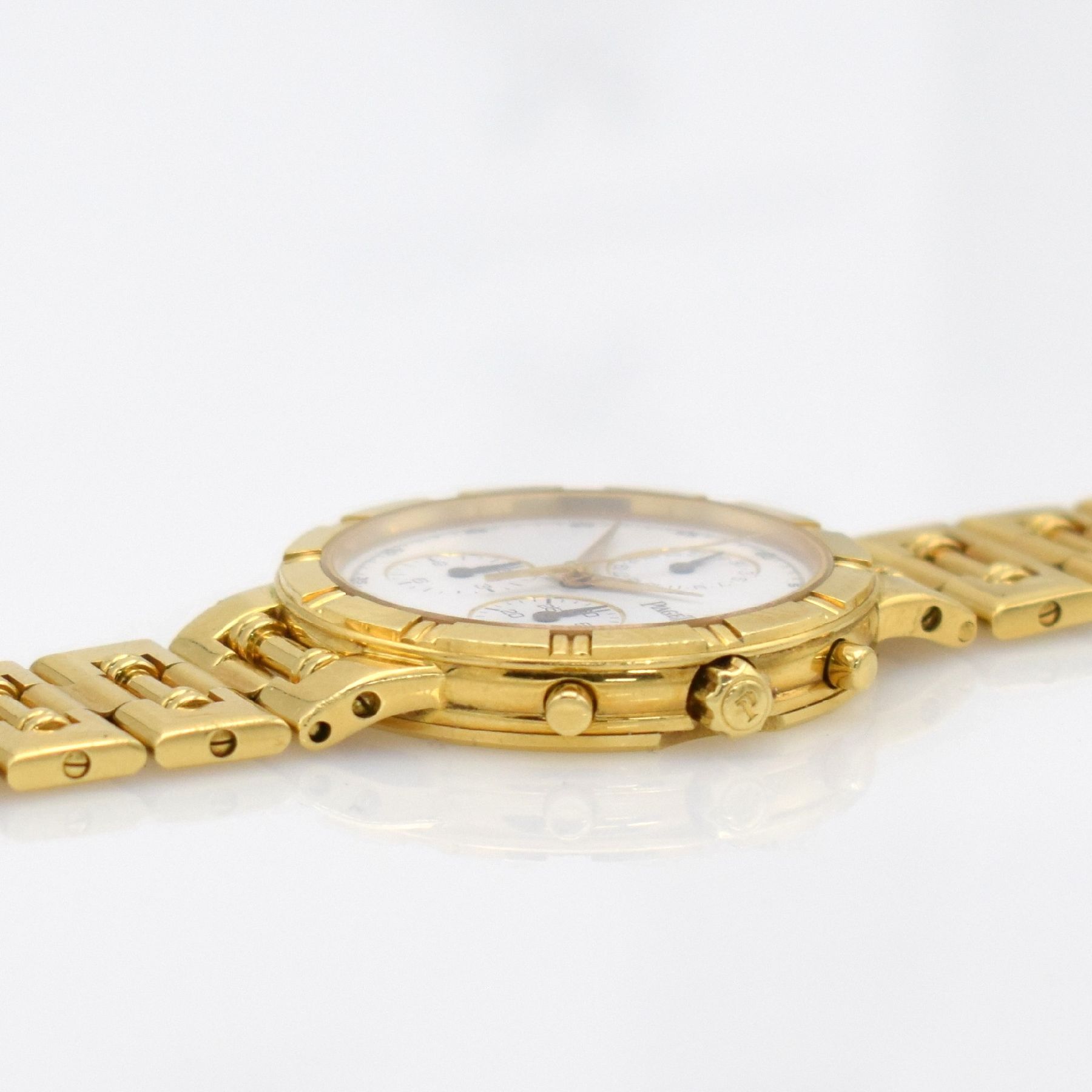 Detail f: PIAGET Dancer Complication Chronographe in GG 750/000, Schweiz um 2000, quarz, Ref. 14013 K 89, massives Goldgehäuse inkl. orig. Goldband, Boden ...