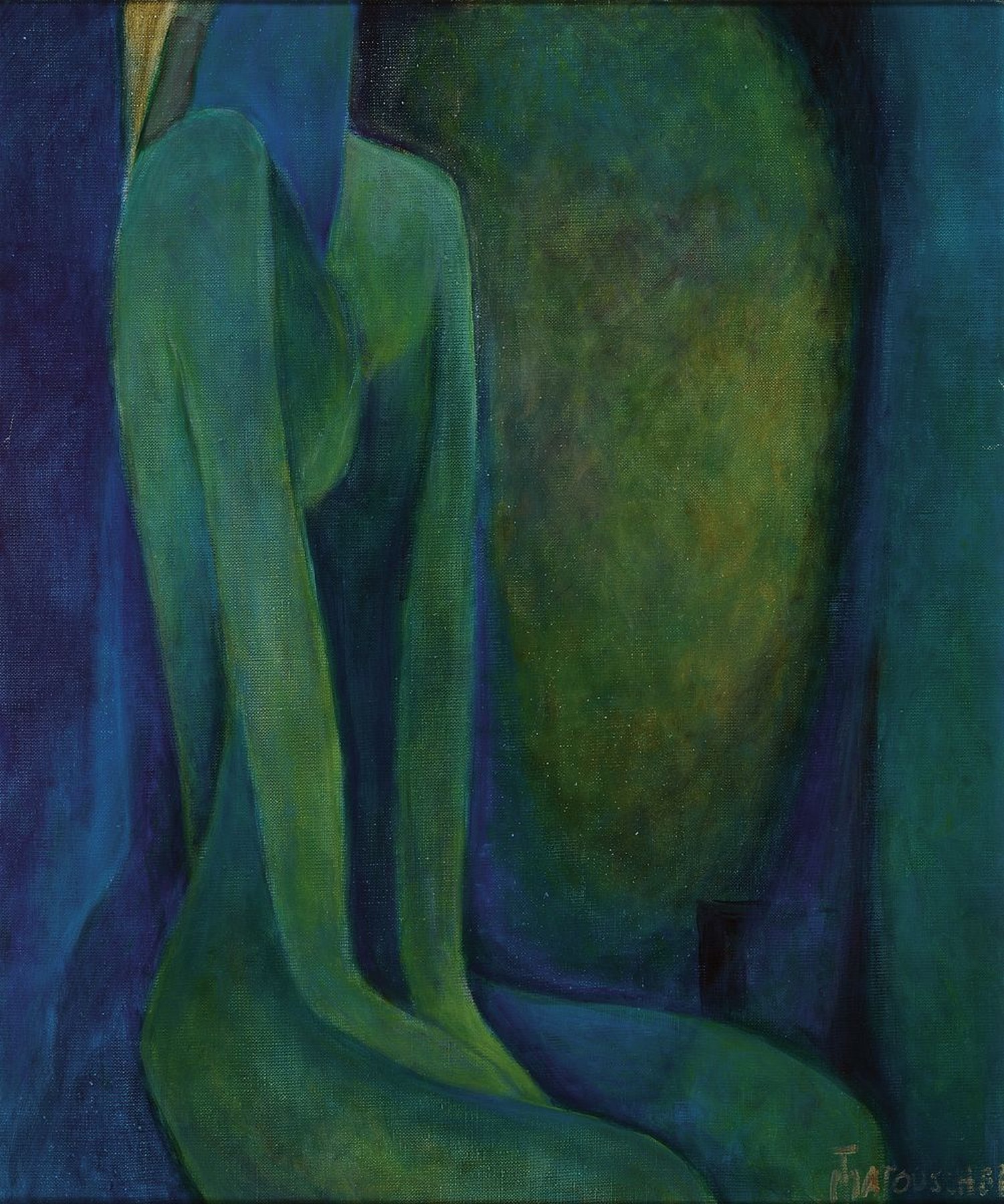Richard Matouschek, 1920-1976, sitzender Akt, Öl/Lwd, rechts unten signiert, ca. 60x50cm