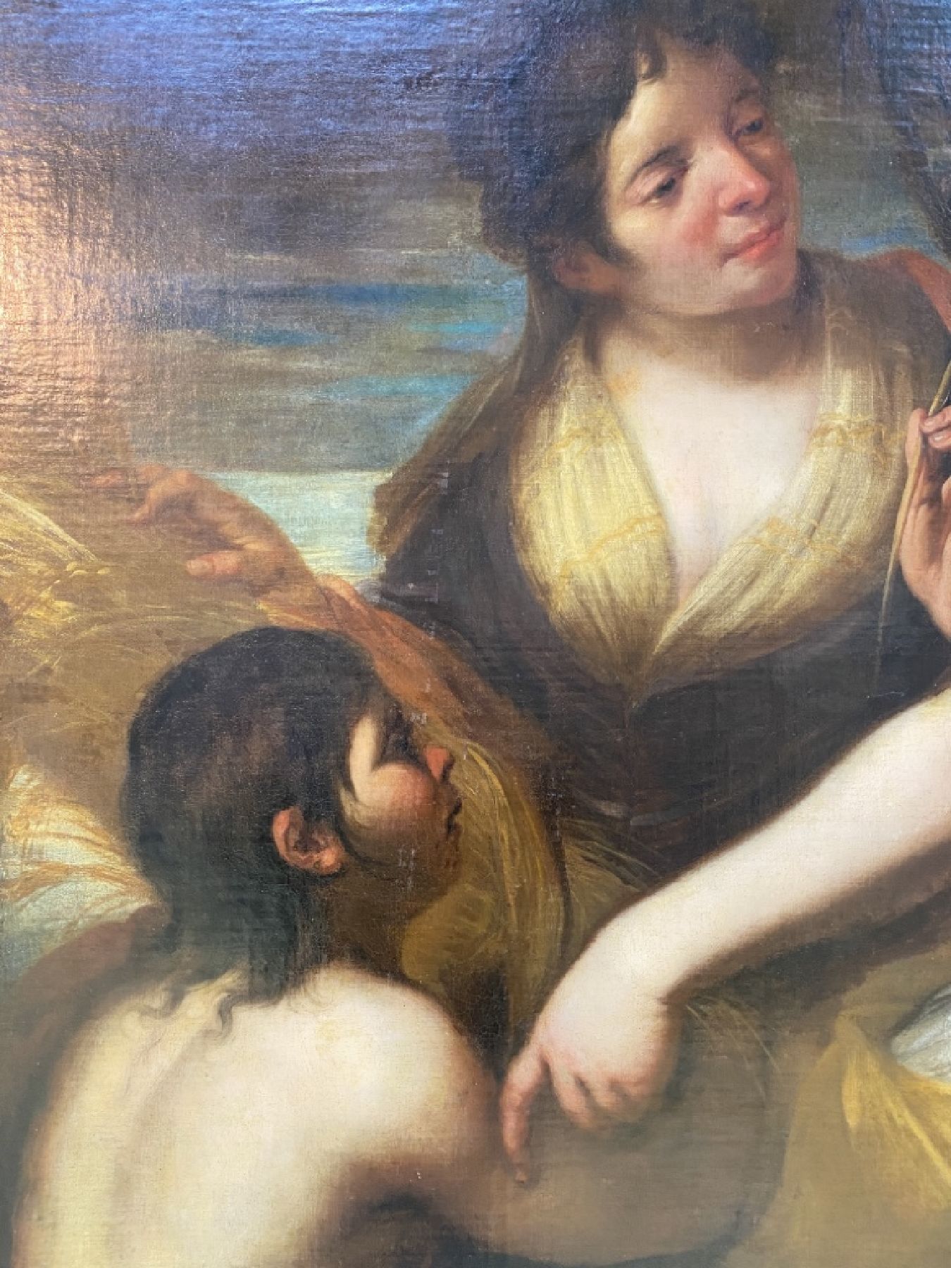 Detail c: Umkreis Alessandro Varotari, um 1650, mit Ähren bekränzte Ceres, zwei Dienerinnen mit Garben, Allegorie auf den Sommer, nach Alessandro Varotari ...