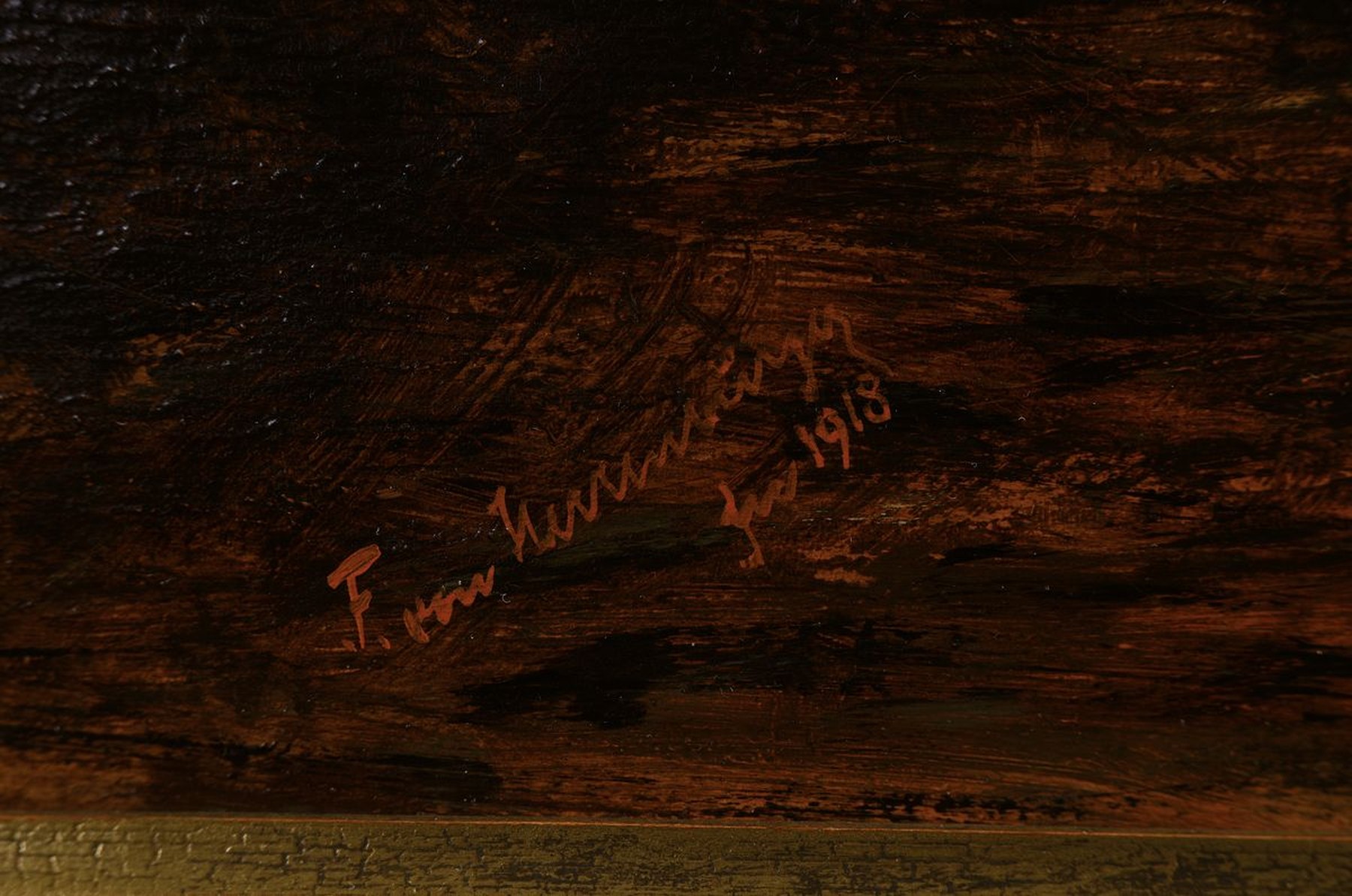 Detail a: F. van Varenburgh oder ähnlich, wohl niederländischer Maler, 19/20. Jh., Mühlenlandschaft bei Mondlicht, impress. Malweise, fast geheimnisvolle ...