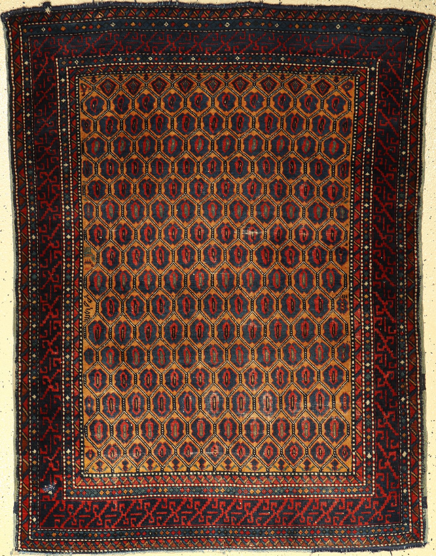 Eriwan alt, Kaukasus, um 1950, Wolle auf Wolle, ca. 145 x 110 cm, gelber Grund, EHZ: 4