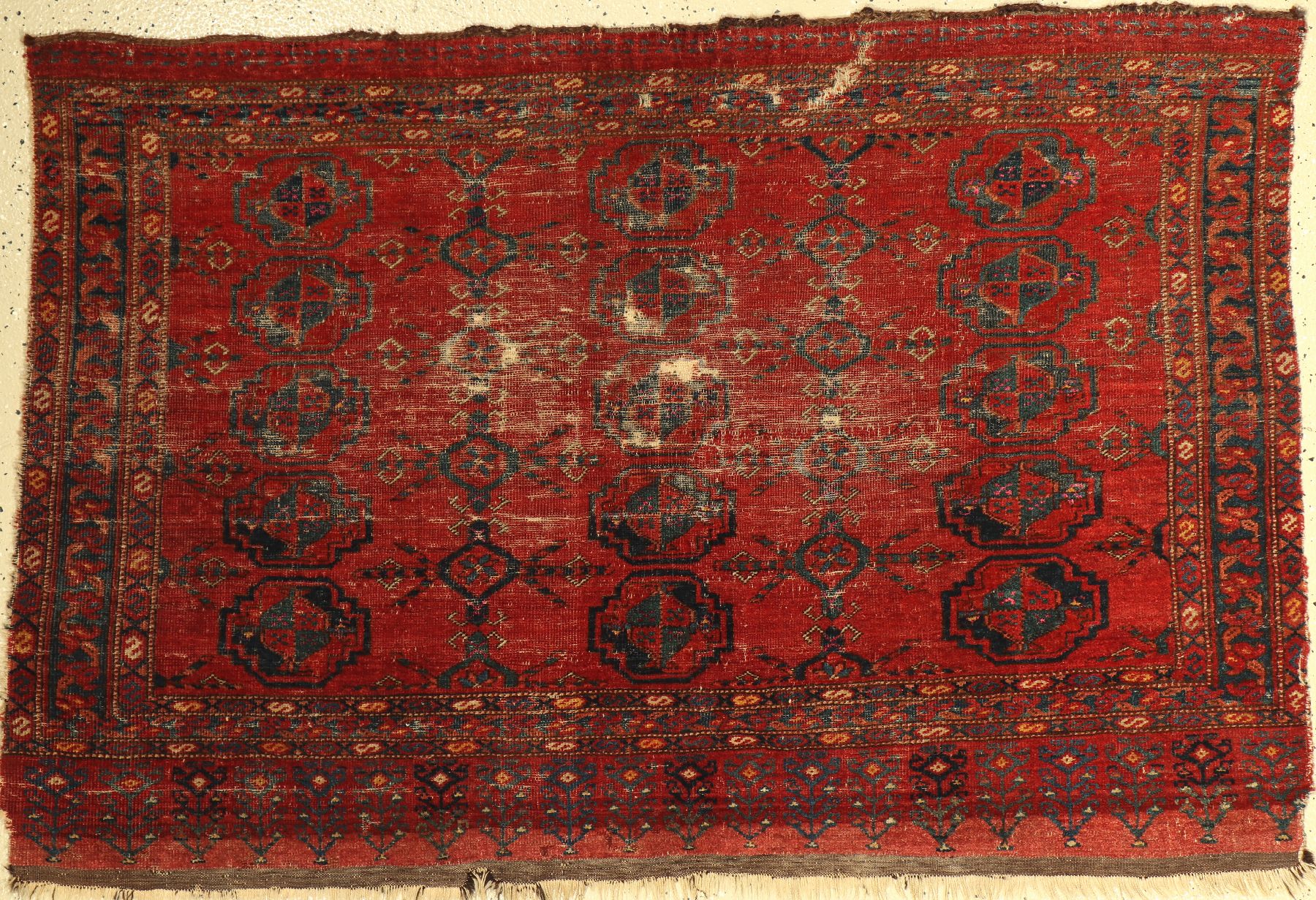 Seltener Ersari-Beschir "Tschowal" antik (Mit Rubinroten Seiden-Highlights), Turkmenistan, Mitte 19.Jhd., ca. 145 x 100 cm, EHZ: (Alters ...