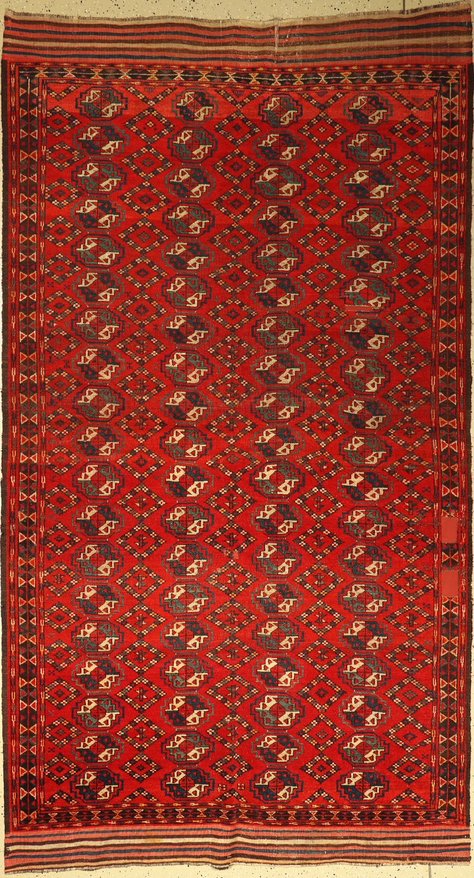 Ersari "Hauptteppich" antik, Turkmenistan, 19.Jhd.,, Wolle auf Wolle, ca. 293 x 162 cm, ausdraucksstarke Farben, (Alters und ...