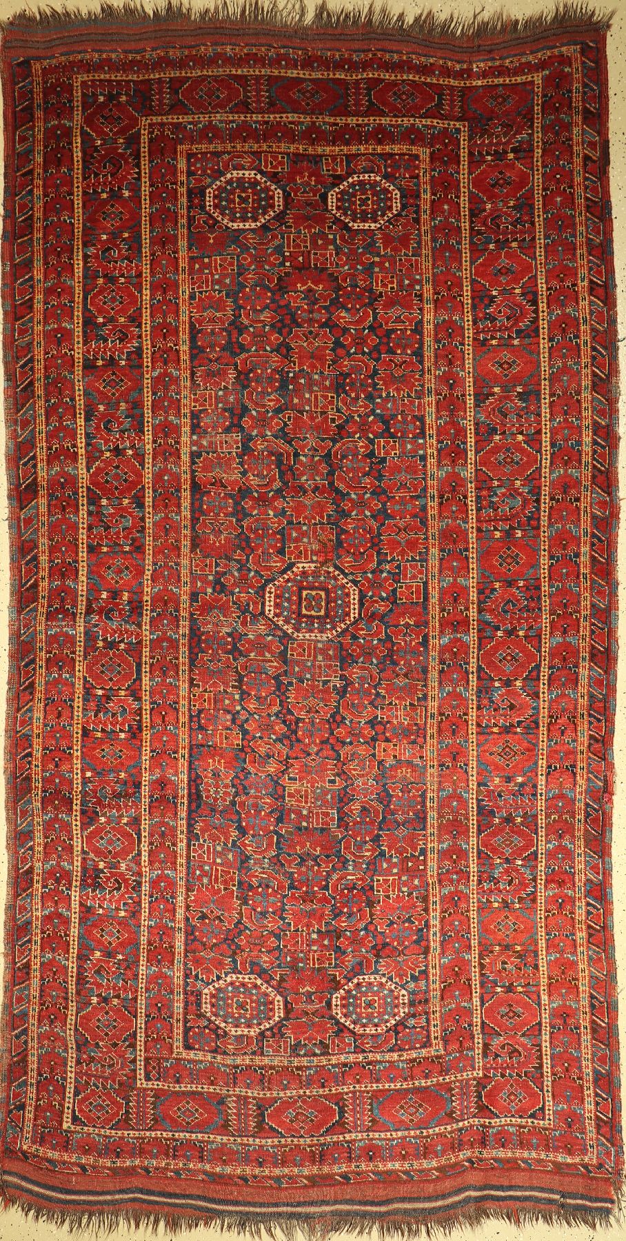Beshir "Hauptteppich" antik, Turkmenistan, 19.Jhd., Wolle auf Wolle, ca. 310 x 160 cm, sammelwürdig, (Alters und Gebrauchsspuren)