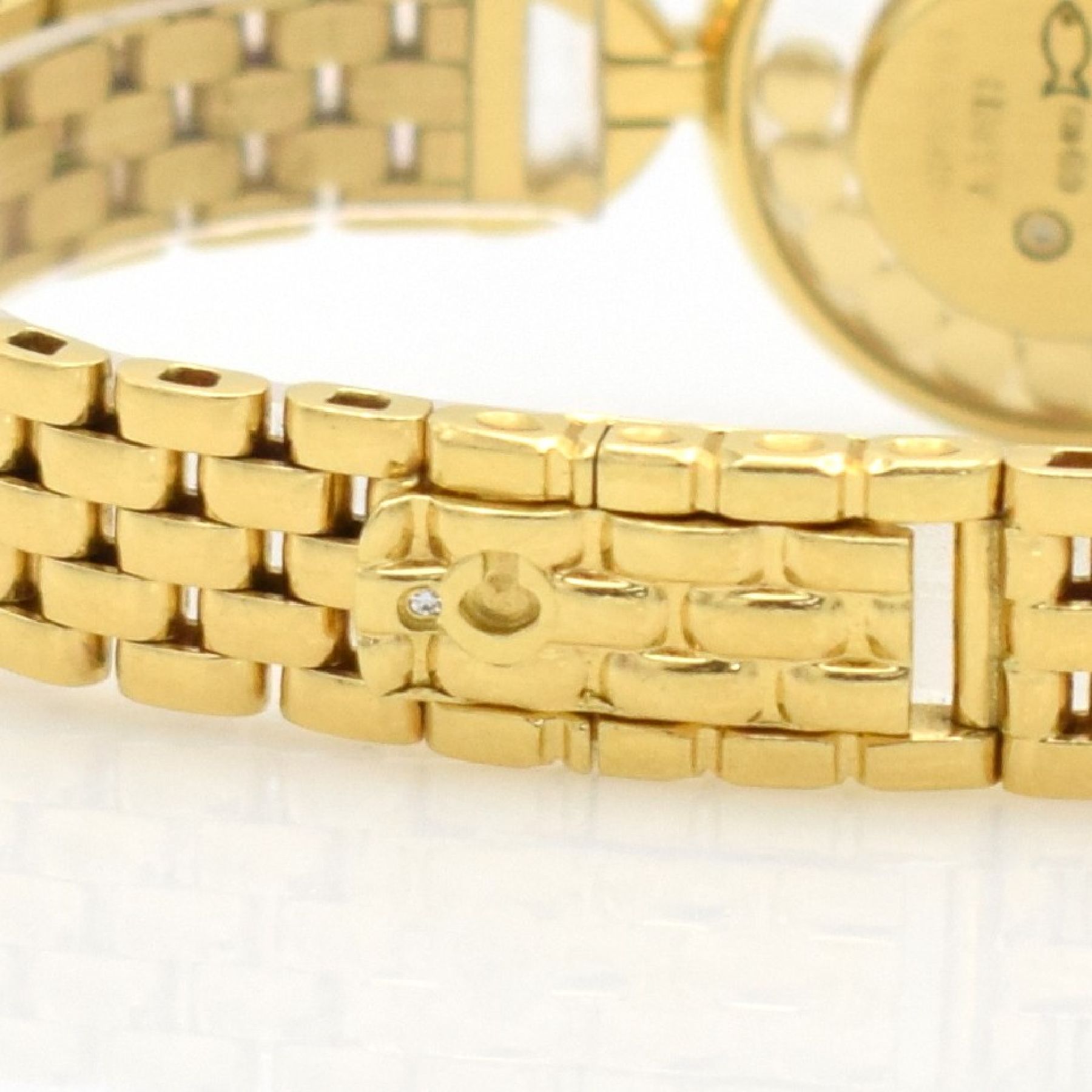 Detail d: CHOPARD Happy Diamonds ausgefallene Damenarmbanduhr in GG 750/000 mit Diamanten, Schweiz um 1990, Ref. 4097 1, beids. vergl. Gehäuse (Glas oben ...
