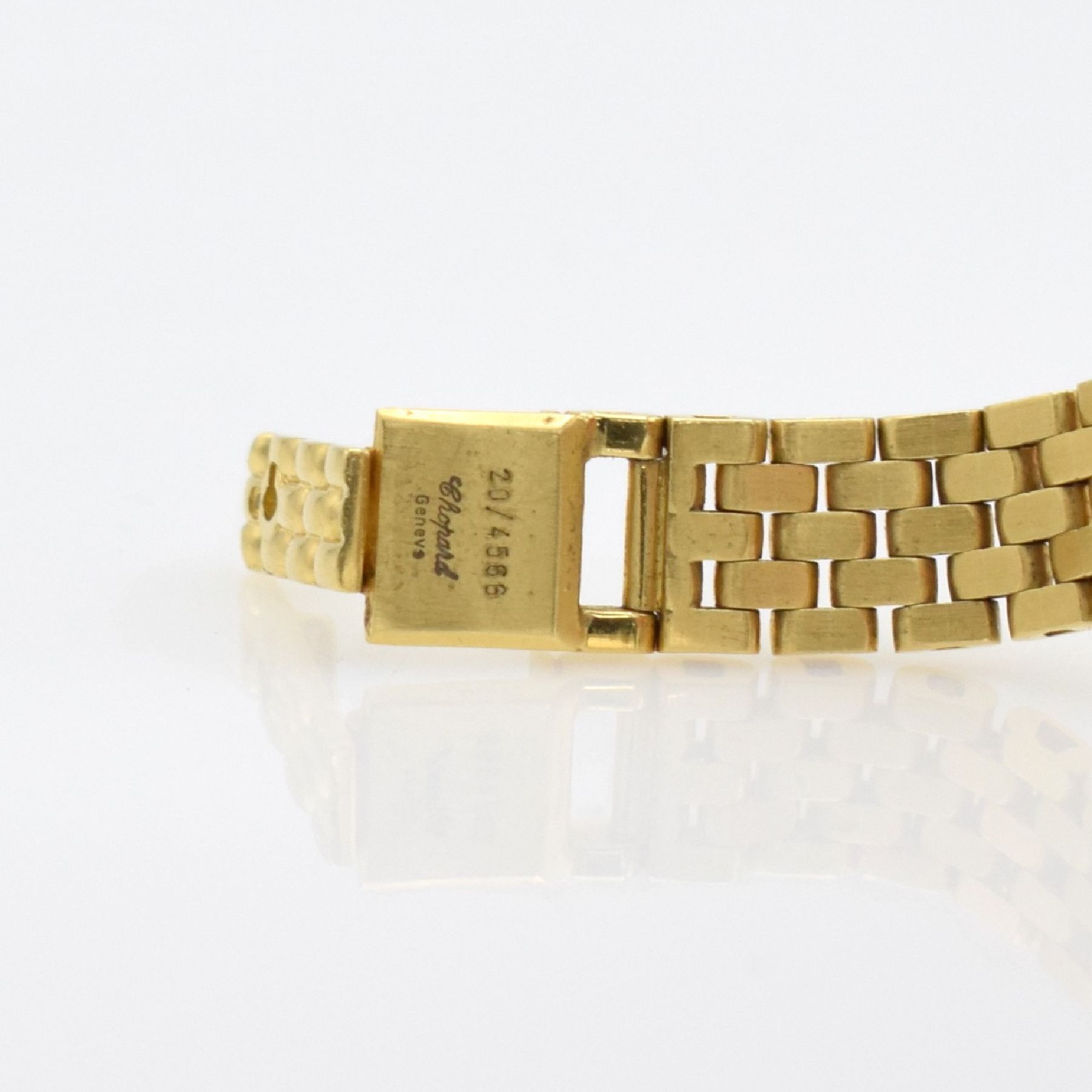 Detail g: CHOPARD Happy Diamonds ausgefallene Damenarmbanduhr in GG 750/000 mit Diamanten, Schweiz um 1990, Ref. 4097 1, beids. vergl. Gehäuse (Glas oben ...