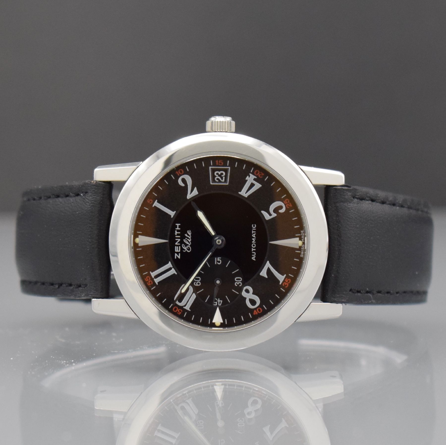 ZENITH Elite Port Royal V Herrenarmbanduhr in Edelstahl Ref. 01/02.0450.680, Schweiz um 2000, Automatik, beids. vergl. Geh., Boden 6- fach verschr., ...