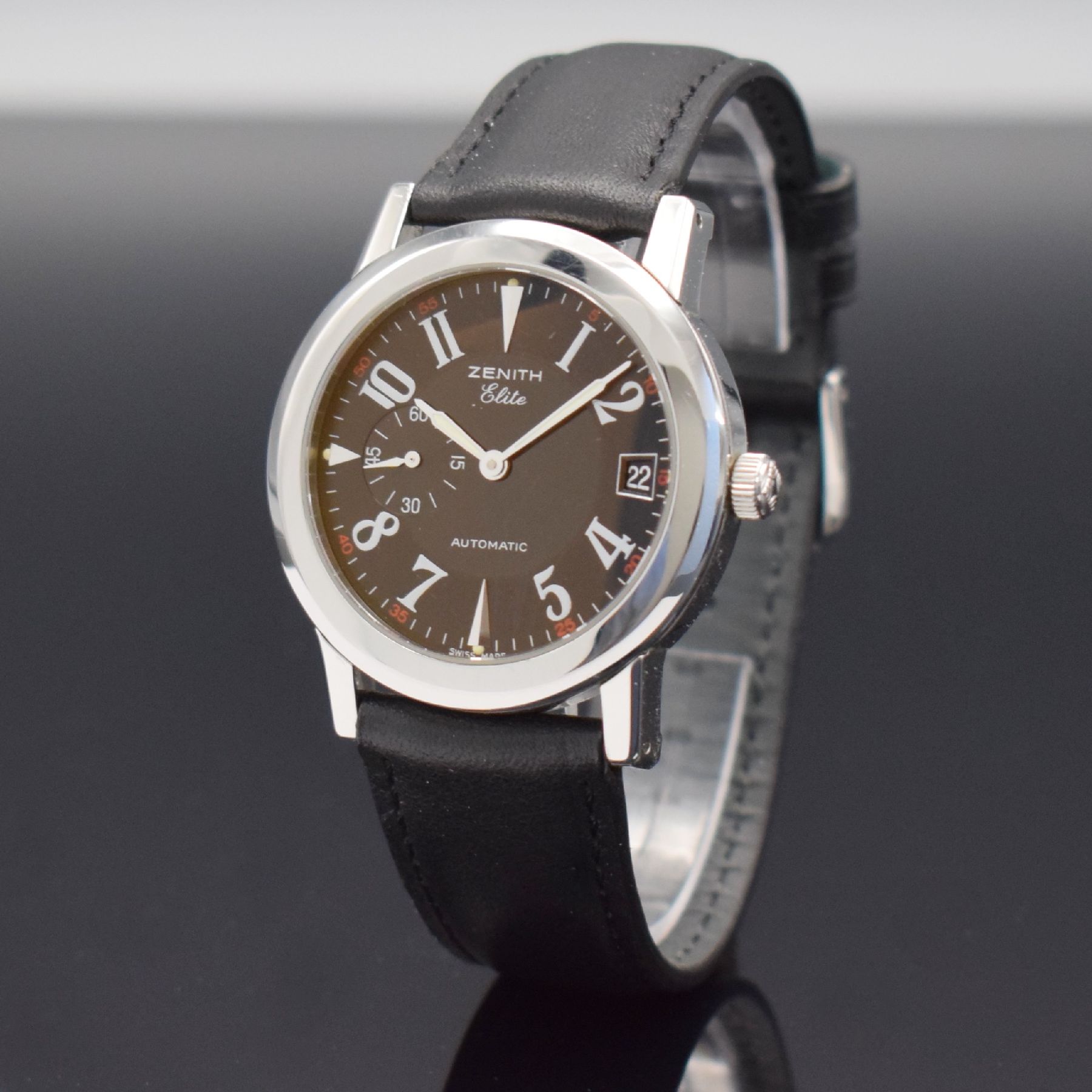 Detail b: ZENITH Elite Port Royal V Herrenarmbanduhr in Edelstahl Ref. 01/02.0450.680, Schweiz um 2000, Automatik, beids. vergl. Geh., Boden 6- fach verschr., ...