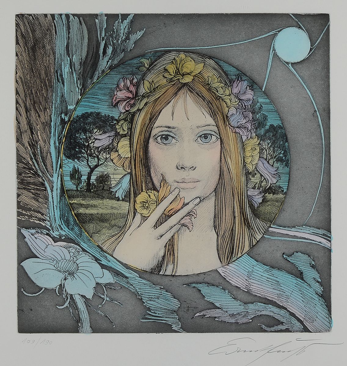 Detail b: Ernst Fuchs, 1930-2015, 5 Farblithographien mit Porträts, alle handsigniert und num., 4x aus 190er Auflage, je ca. 34x33cm, 1x aus 250er Auflage ca. ...
