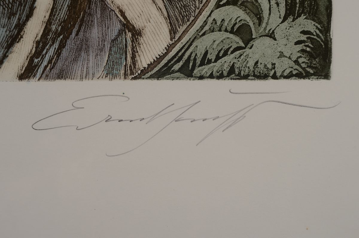 Detail e: Ernst Fuchs, 1930-2015, 5 Farblithographien mit Porträts, alle handsigniert und num., 4x aus 190er Auflage, je ca. 34x33cm, 1x aus 250er Auflage ca. ...