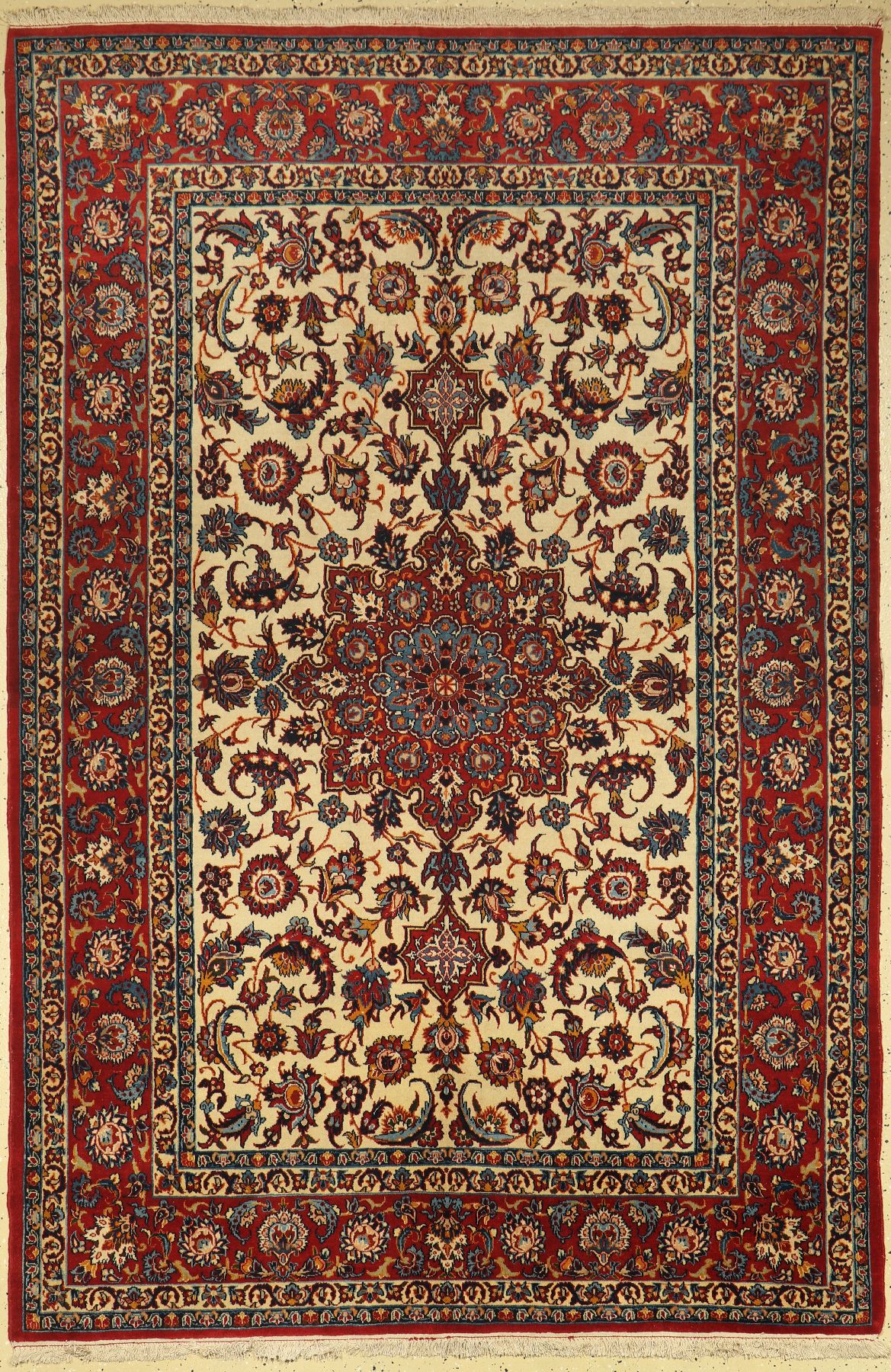 Esfahan fein, Persien, um 1930, Korkwolle auf Baumwolle, ca. 222 x 150 cm, EHZ: 2, (gereinigt)