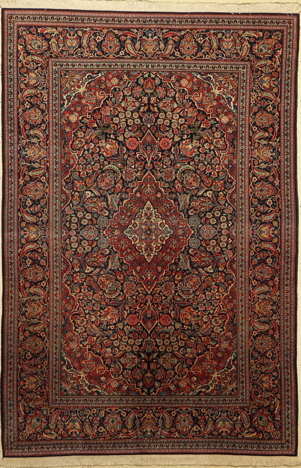 Keschan fein, Persien, um 1930, Korkwolle auf Baumwolle, ca. 201 x 135 cm, EHZ: 2-3, (gereinigt)
