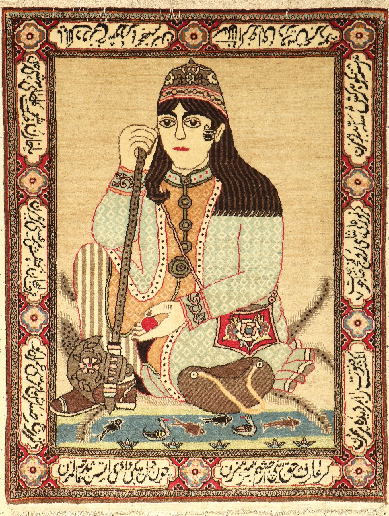 Keschan Kork alt (Derwish), Persien, ca. 60Jahre, Korkwolle, ca. 109 x 84 cm, selten, EHZ: 2 (fachkundig gereinigt)
