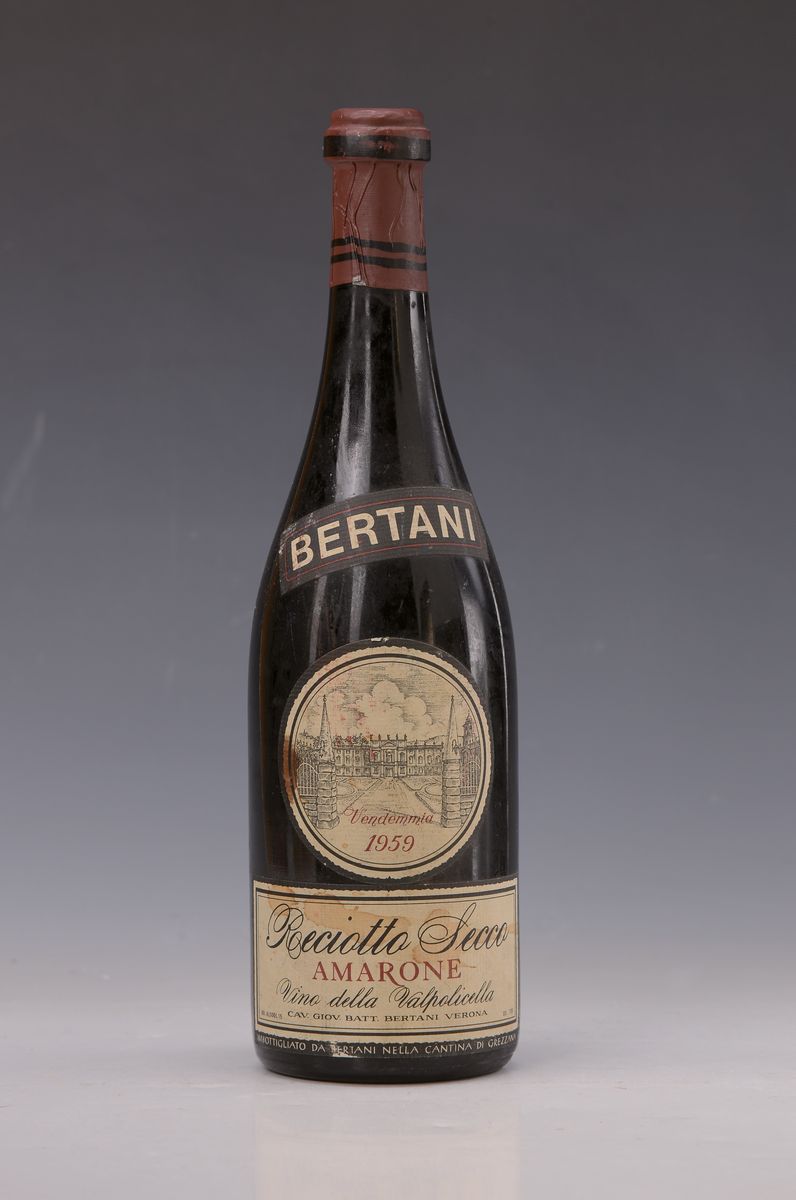 1 Flasche Bertani Reciotto Secco, Amarone, 1959, 0.75l, into neck, orig. verkorkt