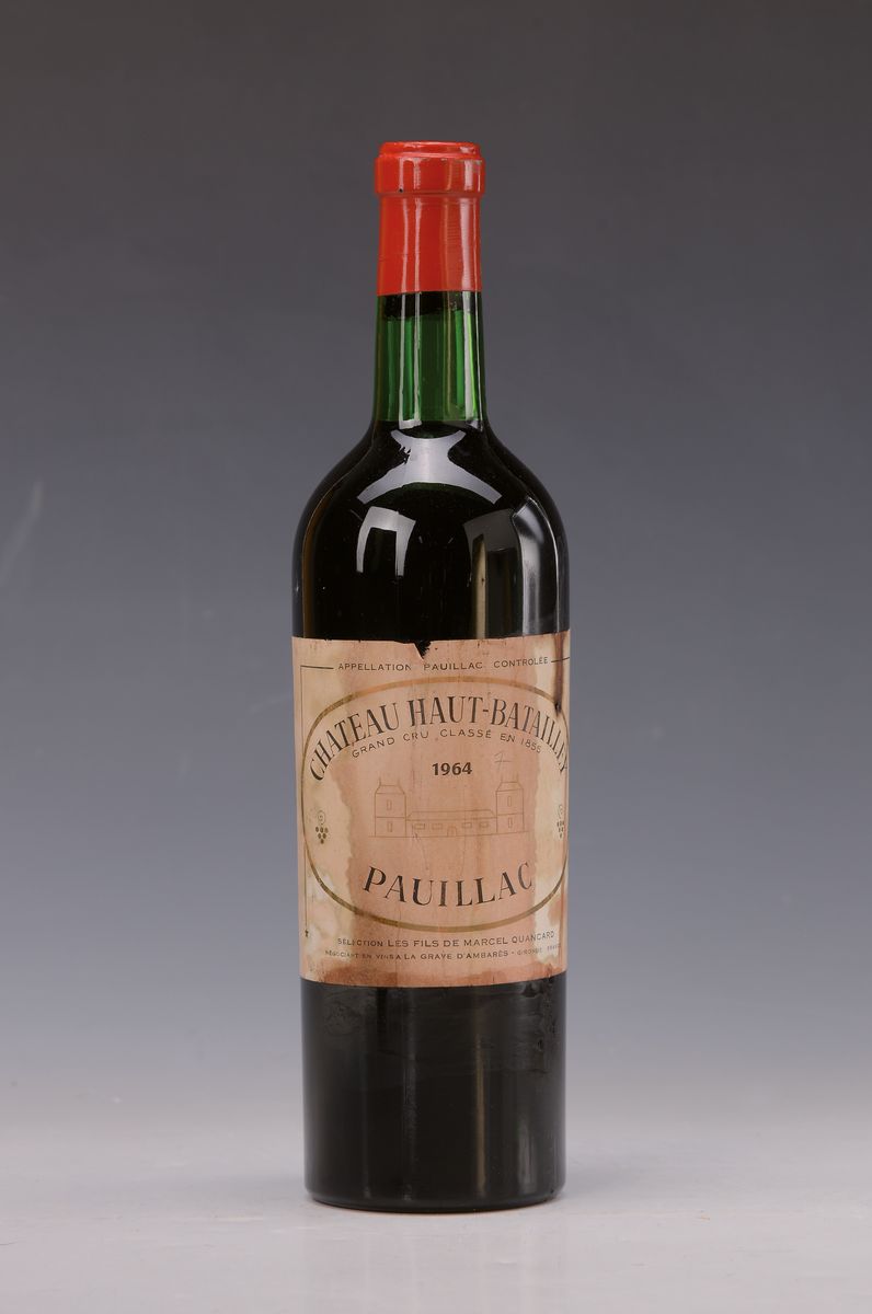 1 Flasche Chateau Haut-Batailley, 1964, Grand Cru classé, 0.75l, top shoulder, orig verkorkt und Kapsel, Etikett verschmutzt