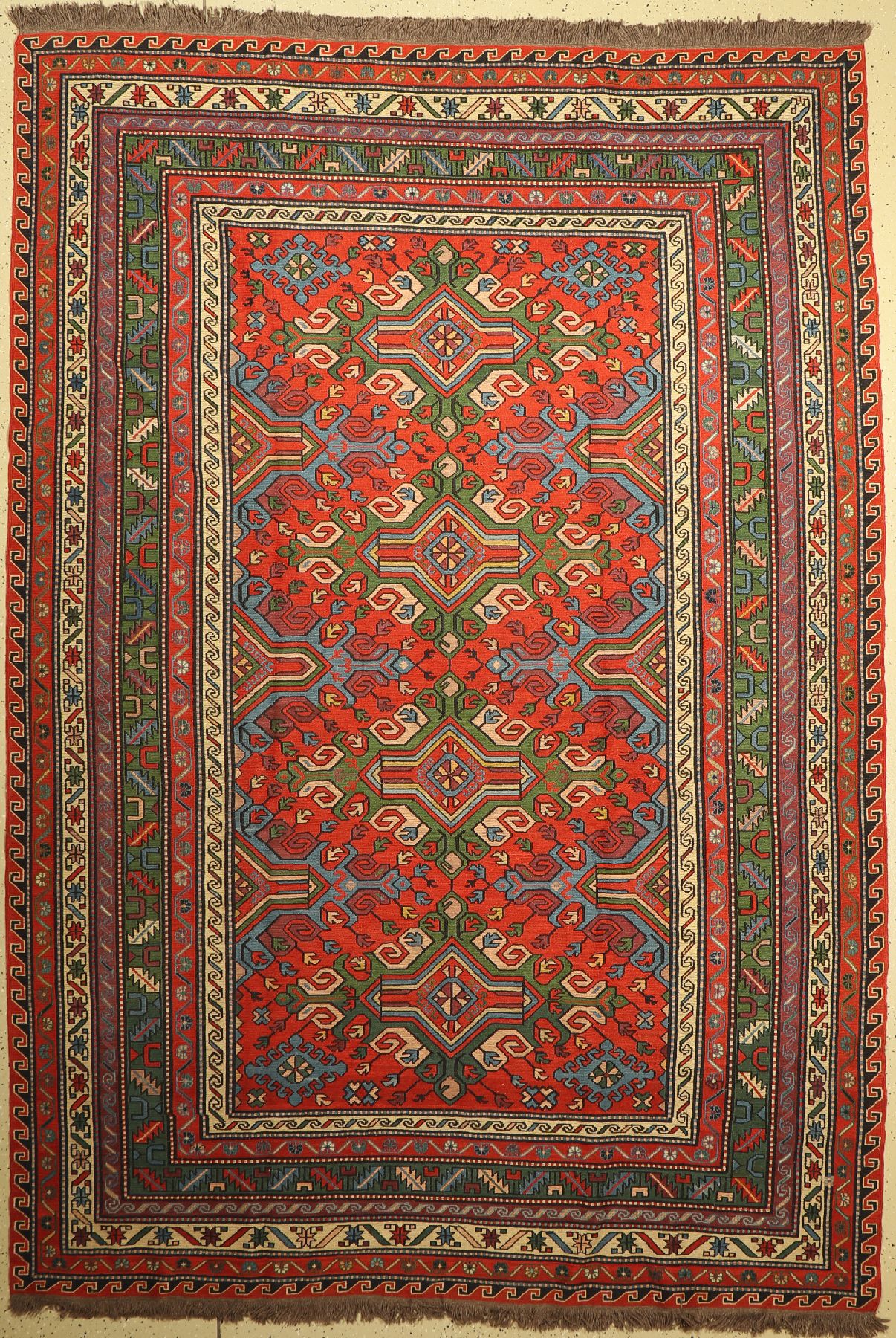 Sumakh alt, Kaukasus, um 1950, Wolle auf Wolle, ca. 300 x 210 cm, EHZ: 2, (gereinigt)