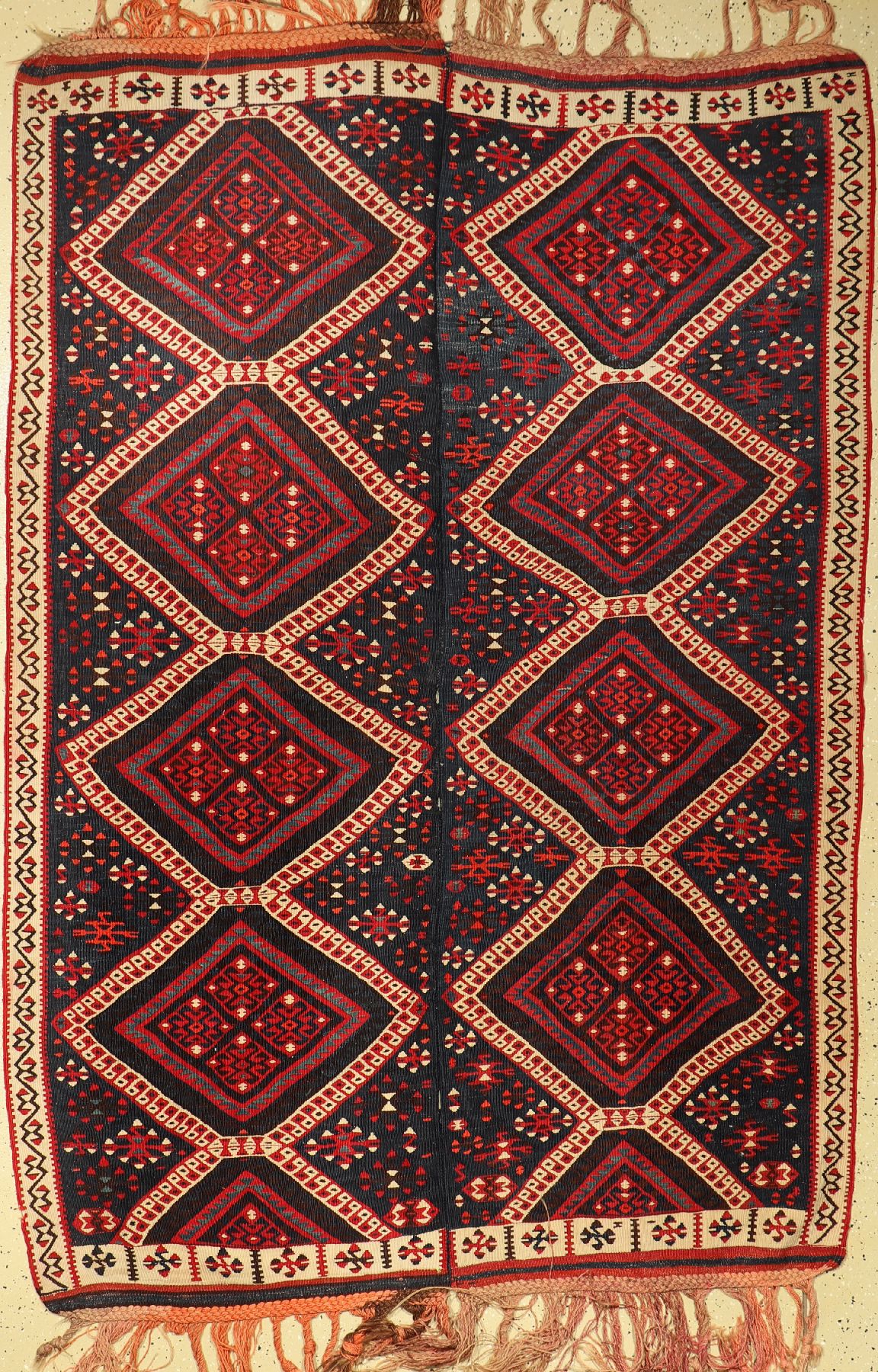 Malatia Kelim alt, Türkei, um 1940, Wolle auf Wolle, ca. 220 x 150 cm, EHZ: 2-3 (2 Bahnig)