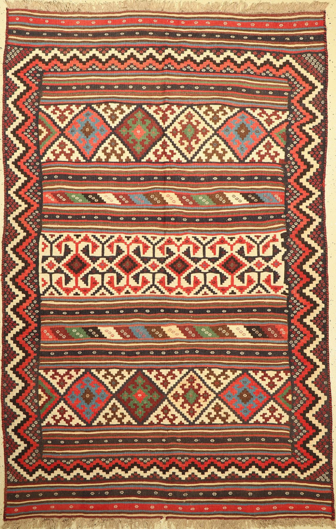 Sirdjan Kelim, Persien, um 1960, Wolle auf Wolle, ca. 240 x 157 cm, guter Zustand