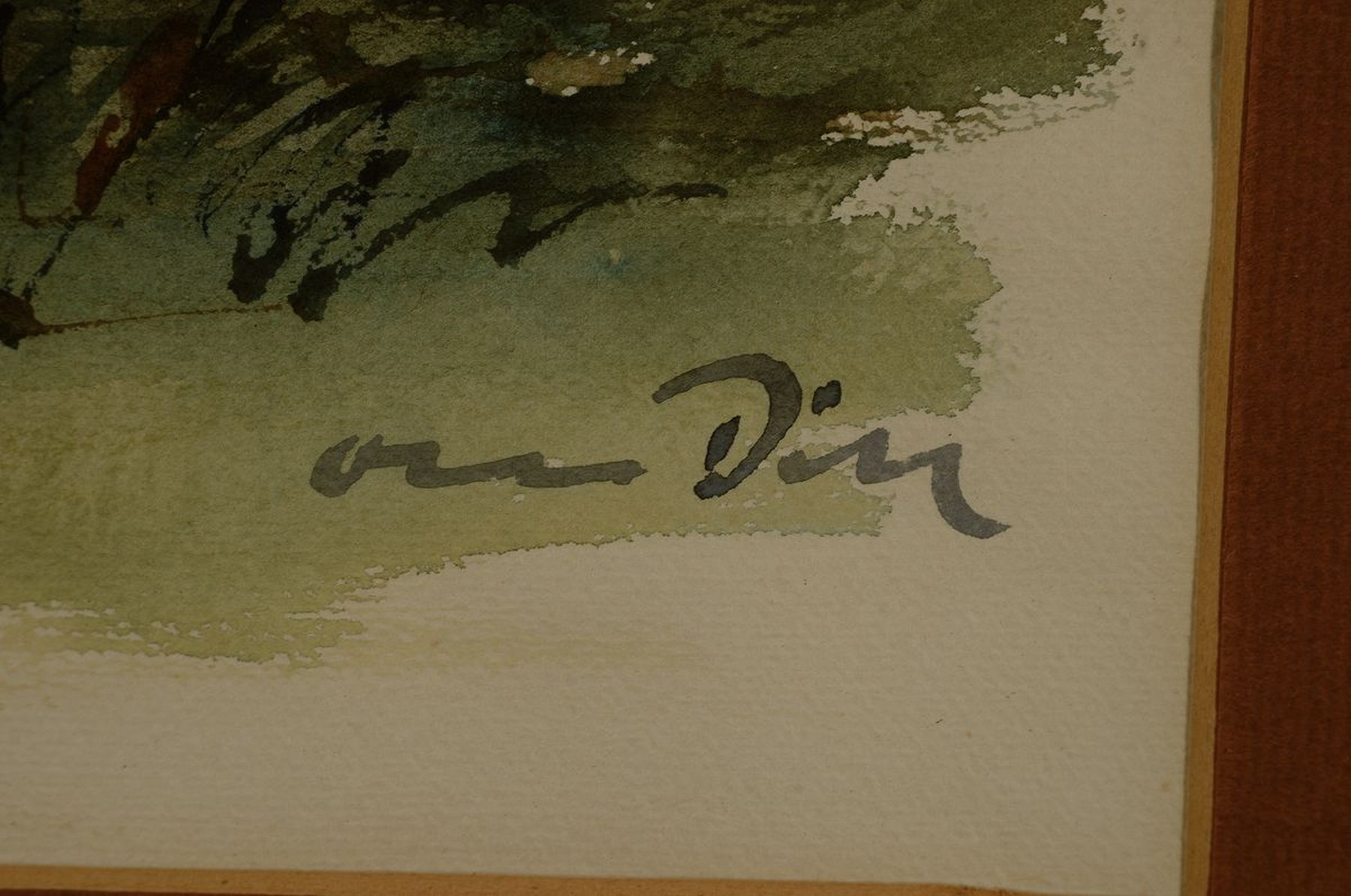 Detail a: Otto Dill, 1884 Neustadt-1957 Bad Dürkheim, Bauer mit seinen Mägden und Kühen, Aquarell, rechts unten signiert, im Passepartout, unter Glas ...