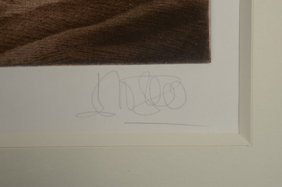 Detail a: Willi Kissmer, 1951-2018, Faltengebirge, Farbradierung, handsign., num. 5/199, Werksverzeichnis-Nr. 63, Platte ca. 31x97 cm, unter Glas gerahmt, ...